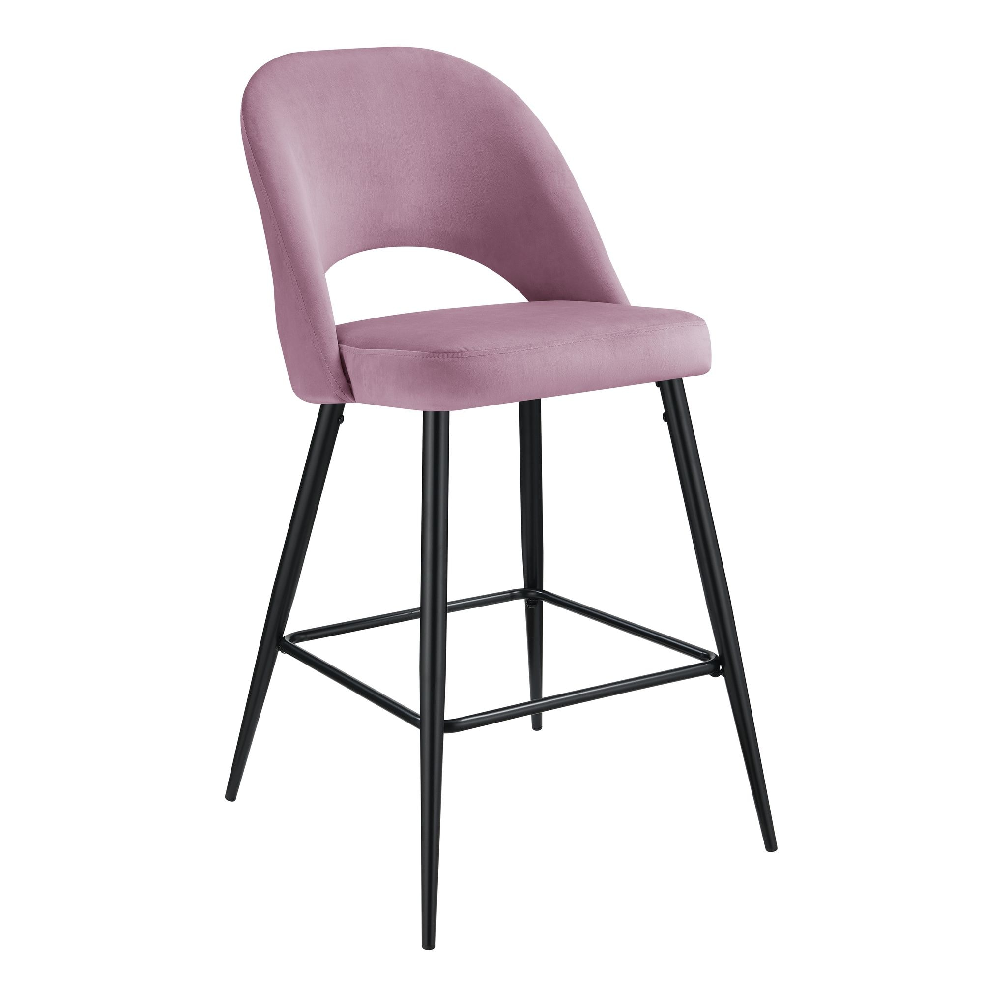Picket House Furnishings Loran Bar Stool Set in Pink Velvet Fabric