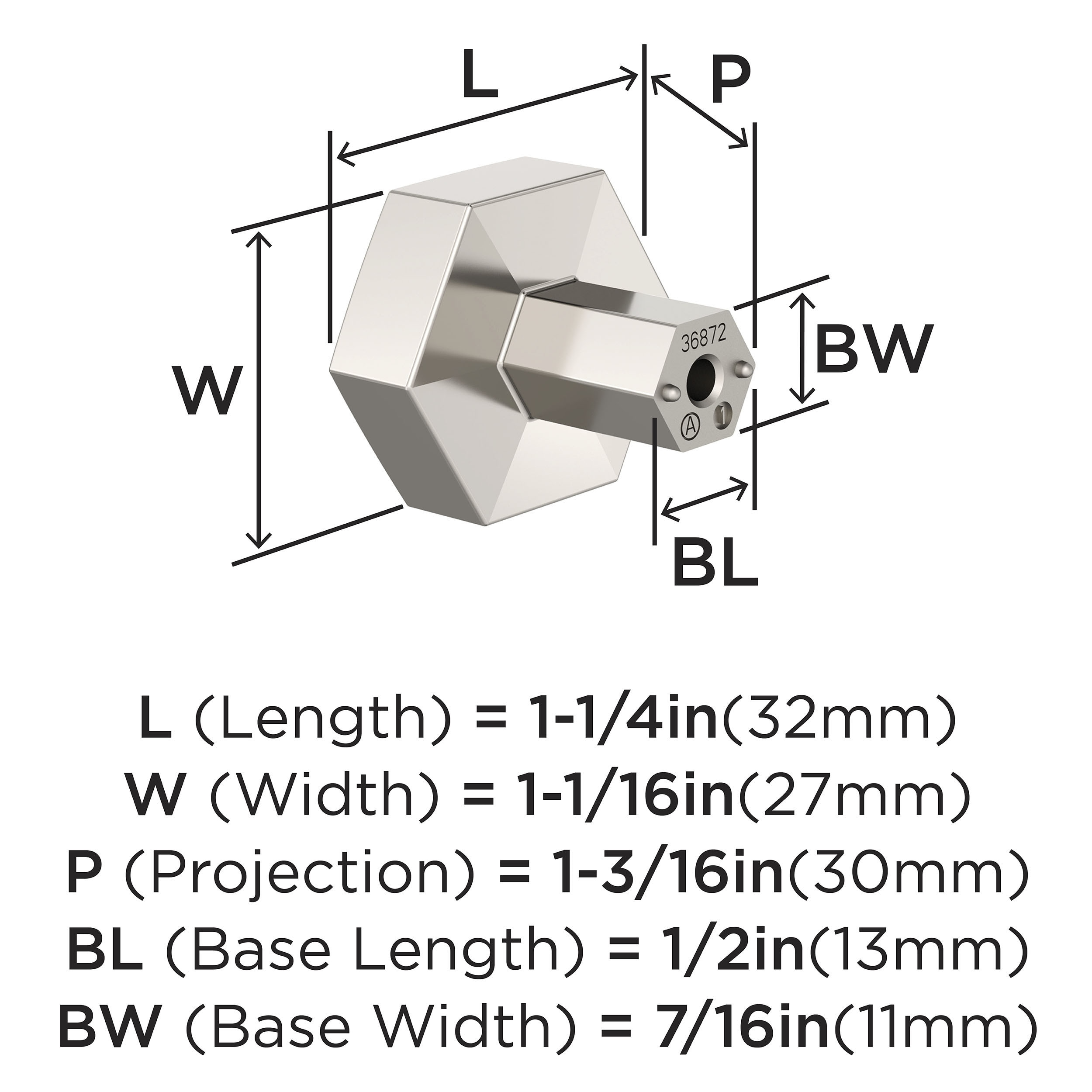 Amerock Caliber 1-1/4 inch (32mm) Diameter Polished Nickel Cabinet Knob