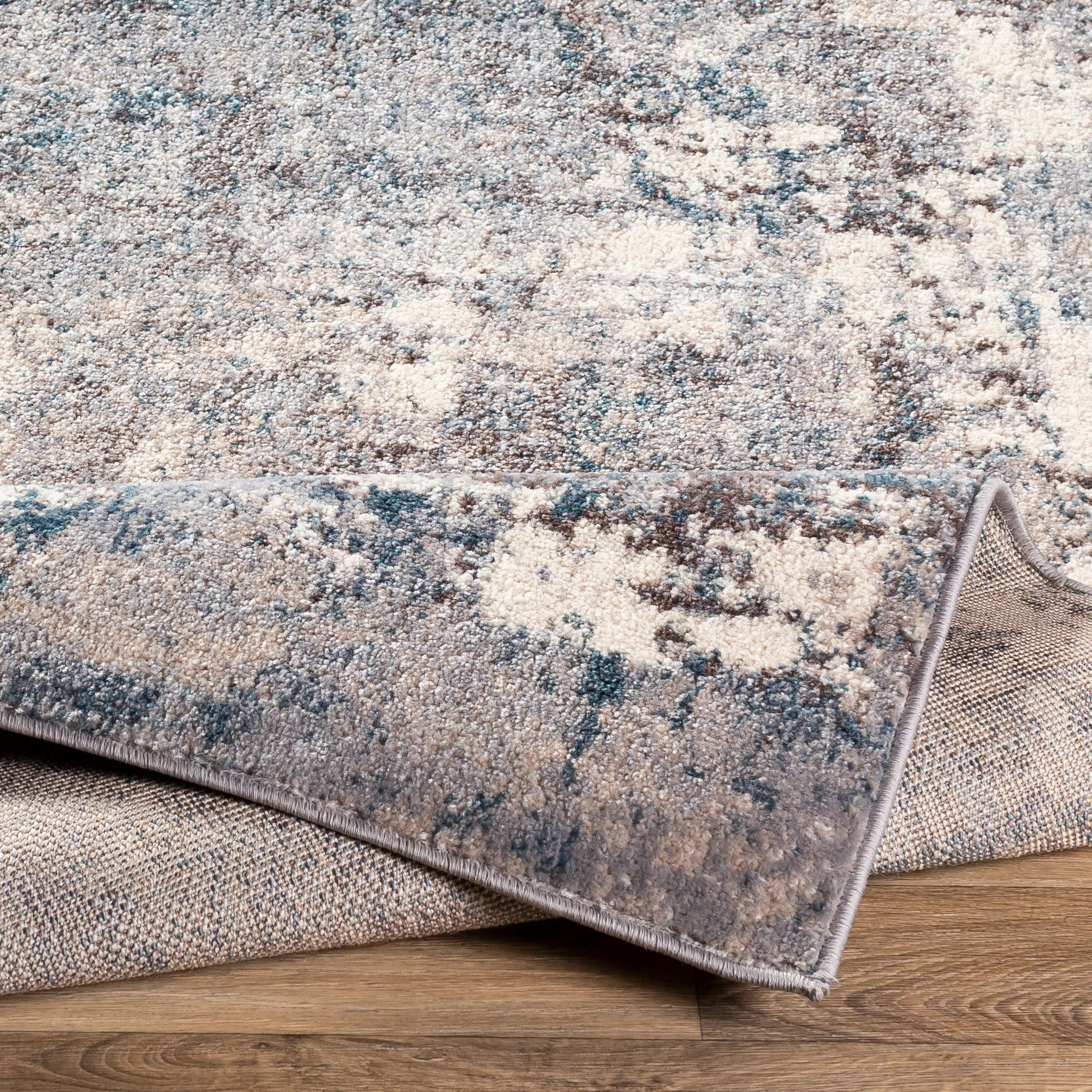 Reversible Gray Synthetic 7'10" x 10'3" Easy Care Area Rug