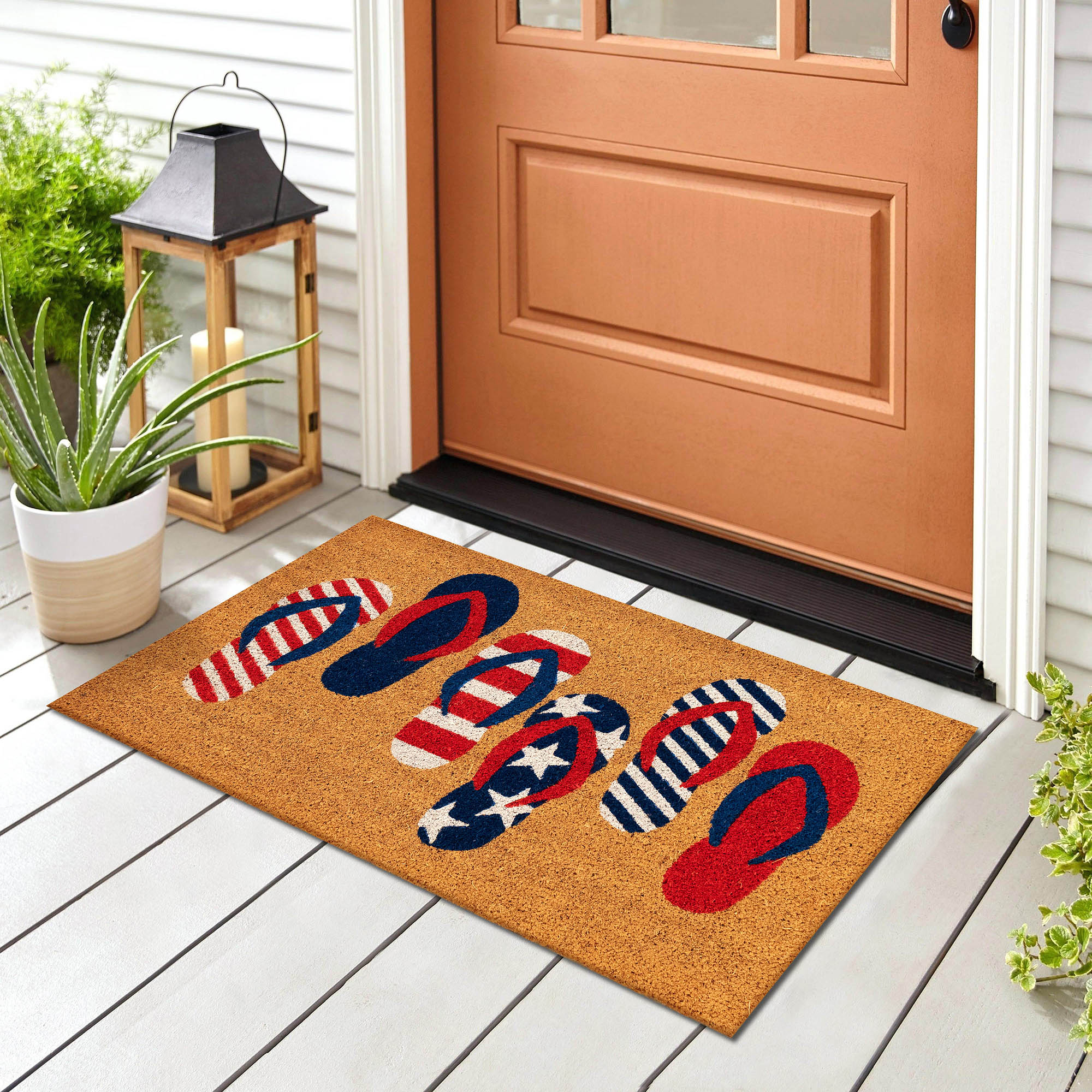 Patriotic Flip Flops Coir Outdoor Doormat 2' x 3'