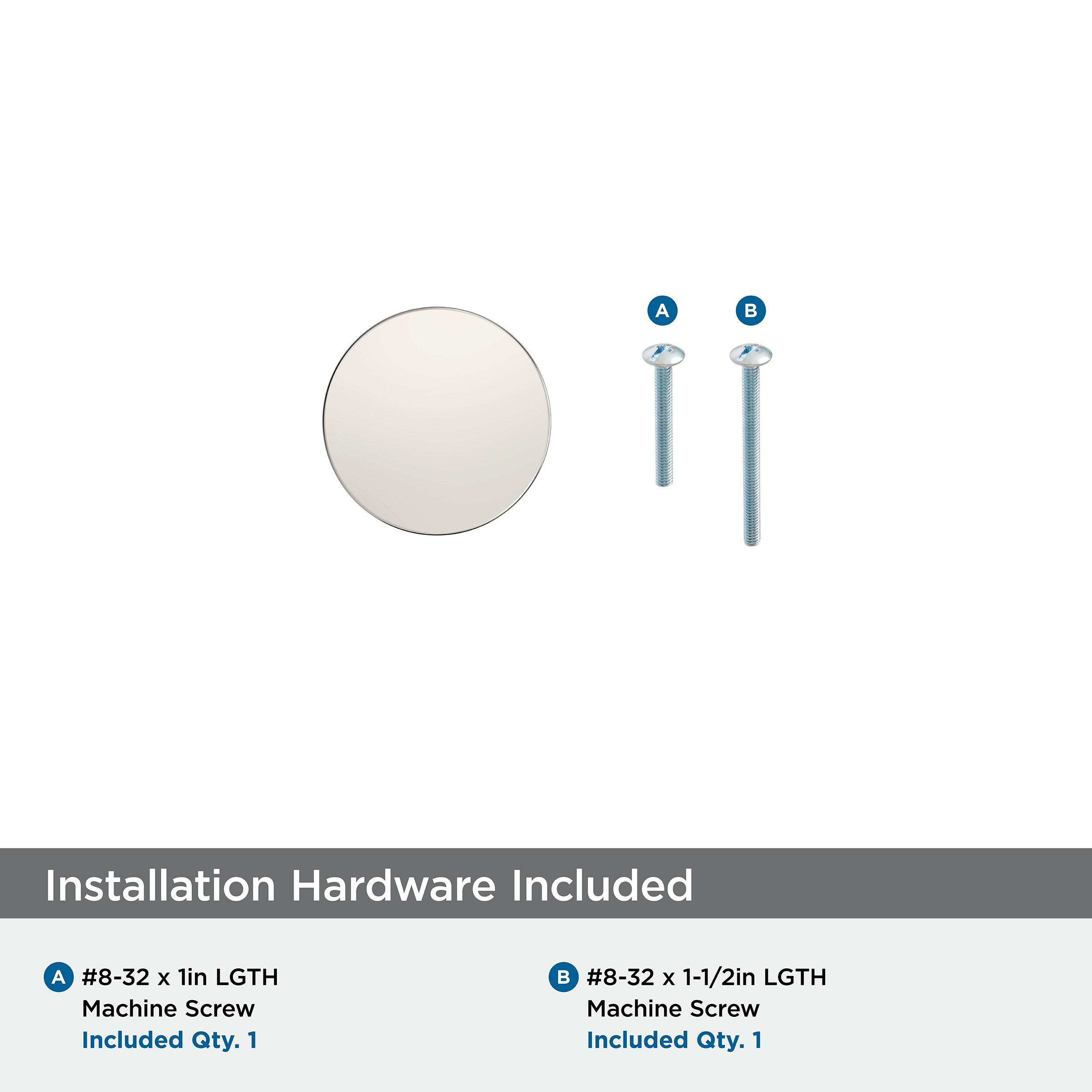 Amerock Radius 1-1/4 inch (32mm) Diameter Polished Nickel Cabinet Knob