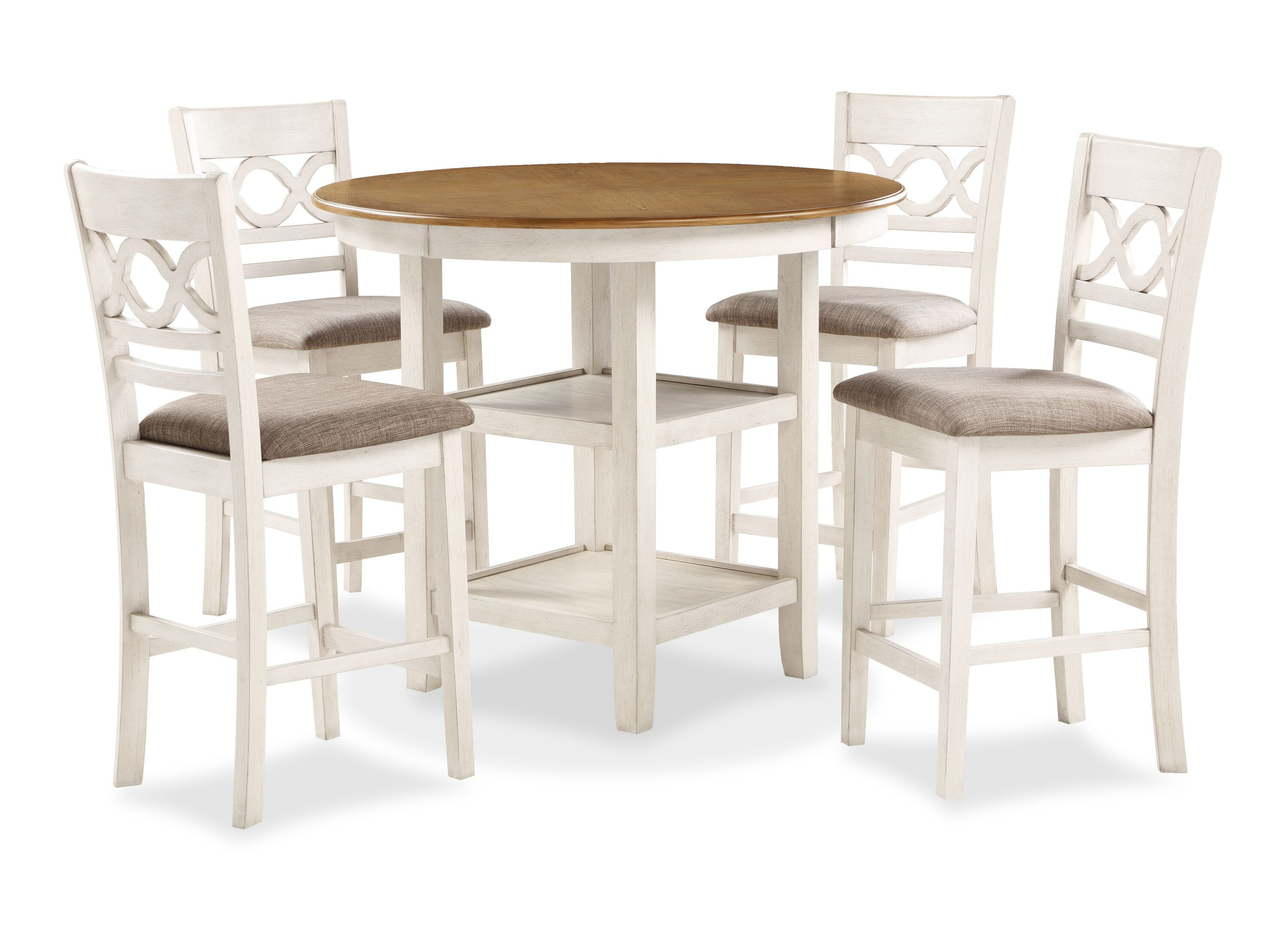 New Classic Furniture Cori 5-Piece Solid Wood Counter Dining Set in Brown/White