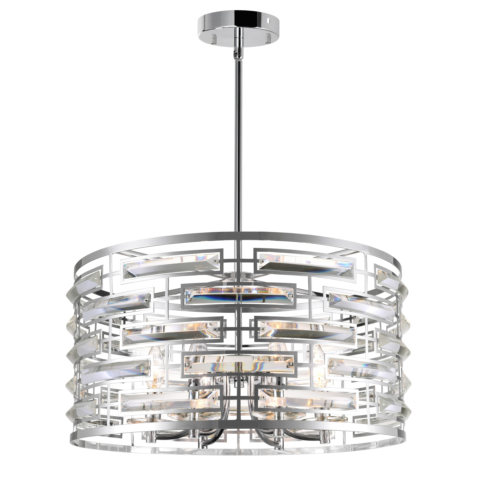 CWI Lighting Petia 6 Light Drum Shade Metal Chandelier in Chrome