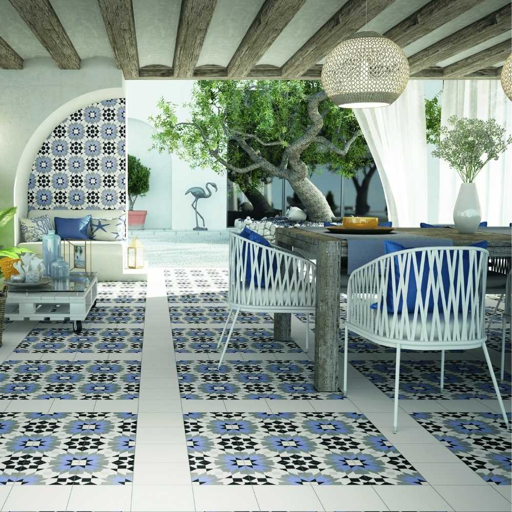 The Tile Life Garden Peony 8x8 Blue Porcelain Floor and Wall Tile - Case of 25 (10.76 Sq. ft.)
