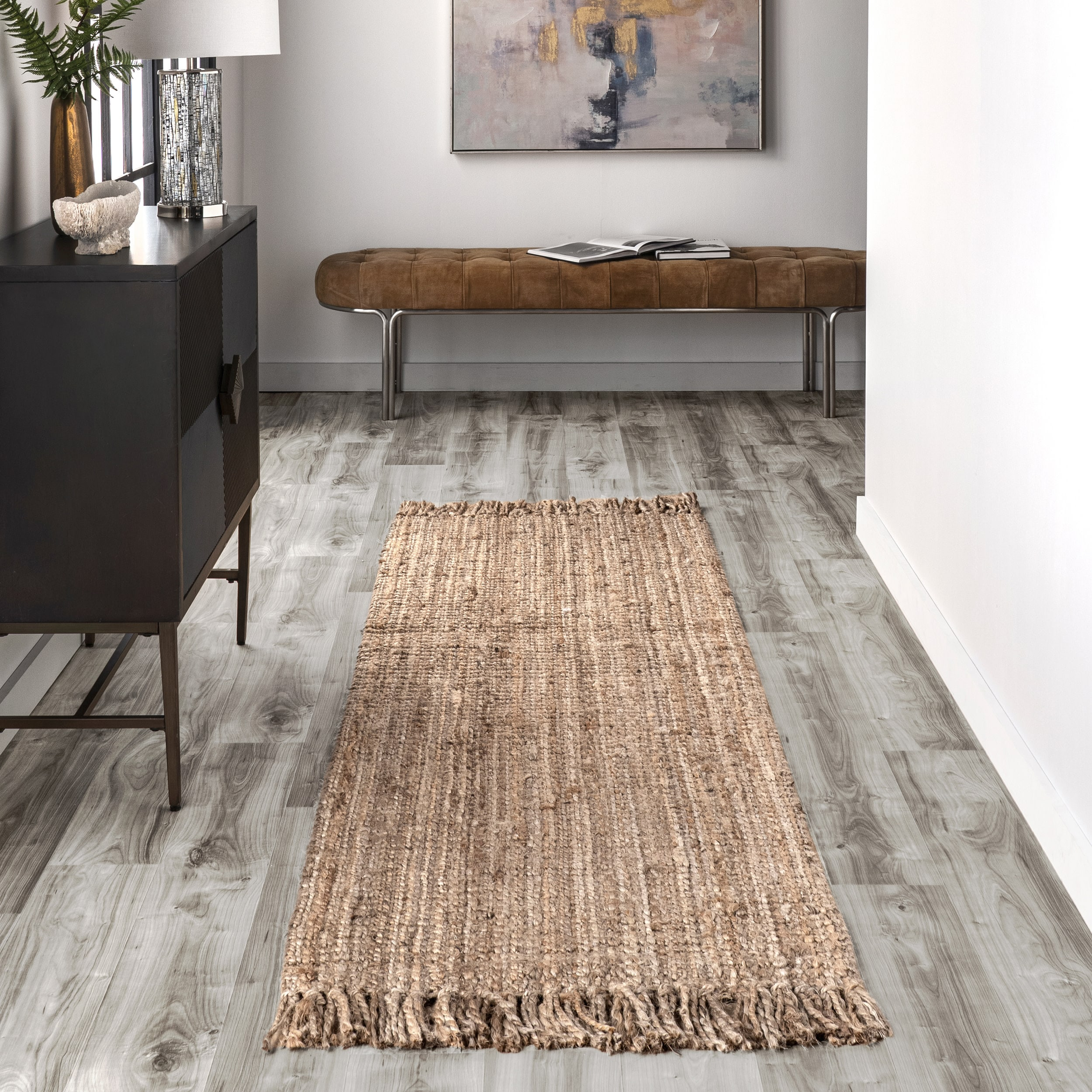 nuLOOM Daniela Chunky Jute Natural 2' 6" x 6' Farmhouse Runner Rug