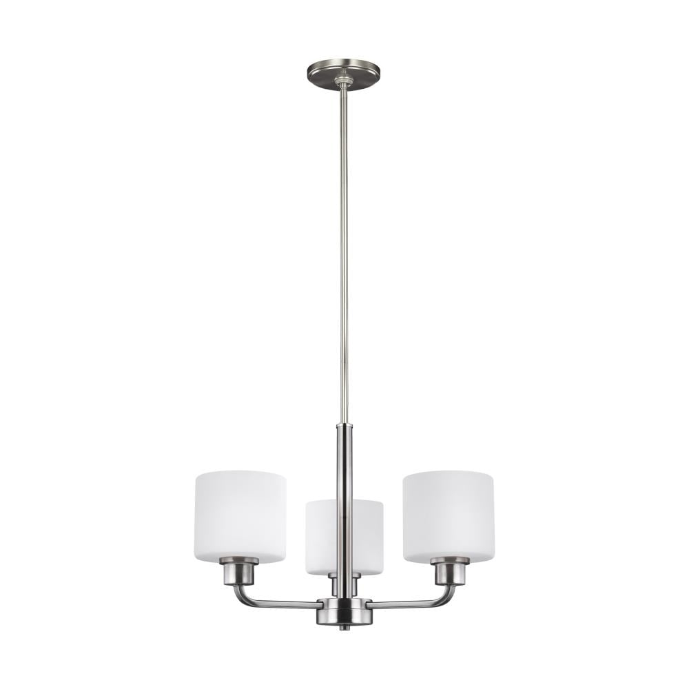 Generation Lighting Canfield 3 -Light Brushed Nickel Transitional For Use in Dining Rooms, Foyers, Kitchens, Chandelier