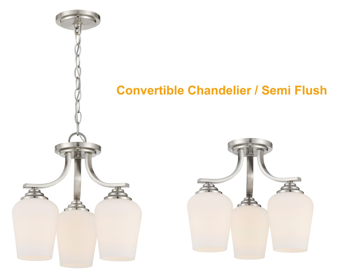 3 Light Convertible Chandelier-Brushed Nickel Finish    -Traditional Installation Minka Lavery 4926-84