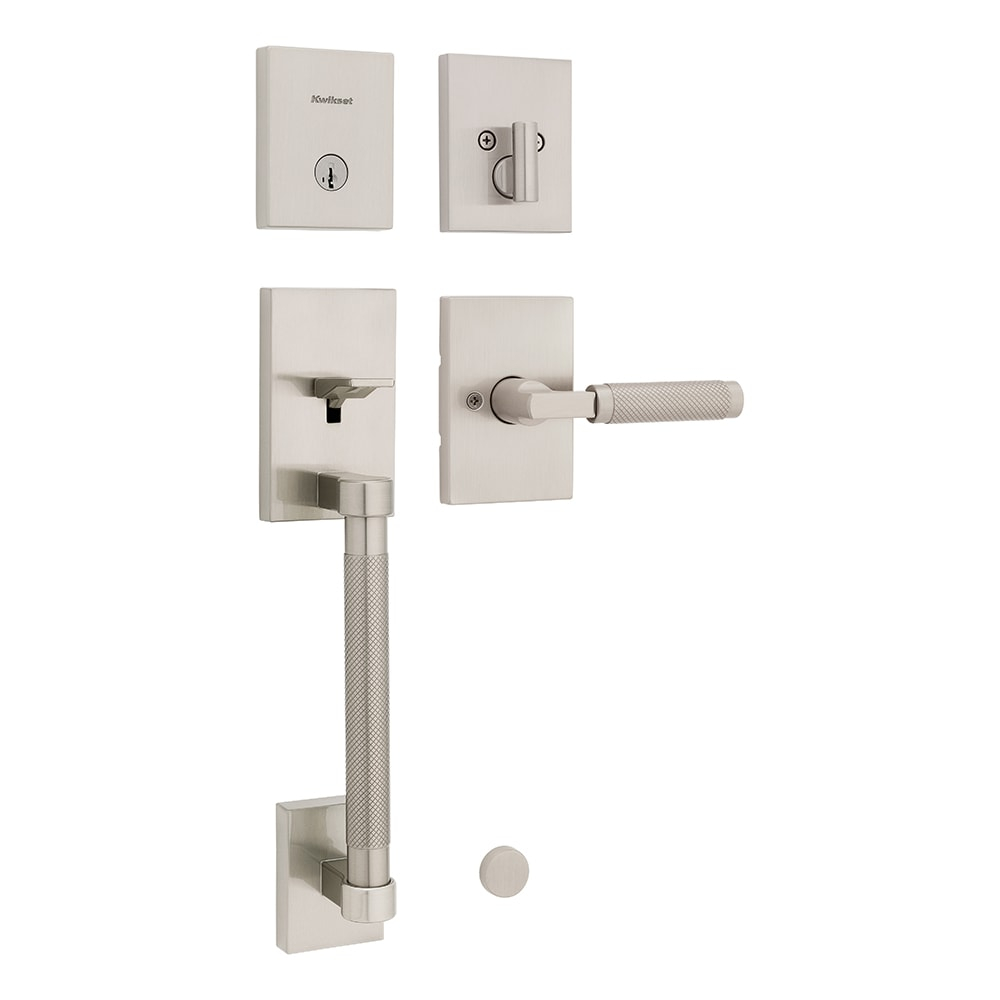 Kwikset Prava Front Door Lock Handle and Deadbolt Set, Entry Handleset Exterior with Interior Reversible Lever, Satin Nickel, Pick Resistant SmartKey Rekey Deadbolt Security, with Microban Protection