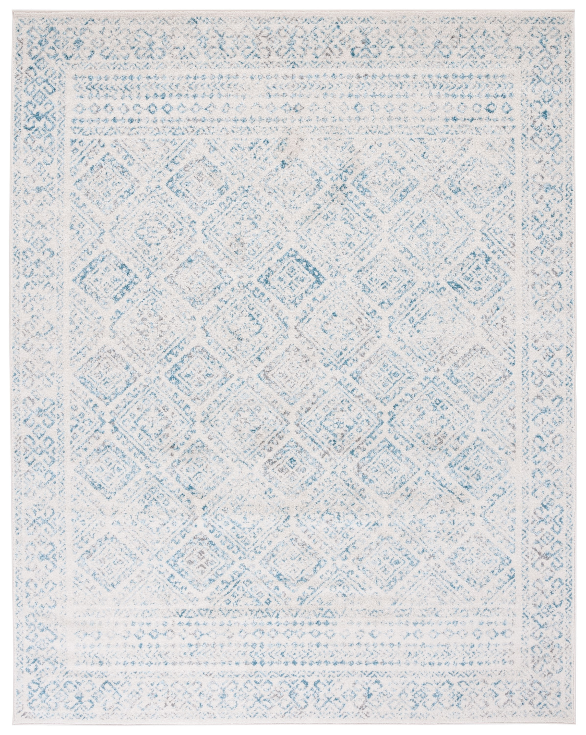 SAFAVIEH Tulum Ophelia Bordered Geometric Area Rug, 10' x 13', Ivory/Turquoise