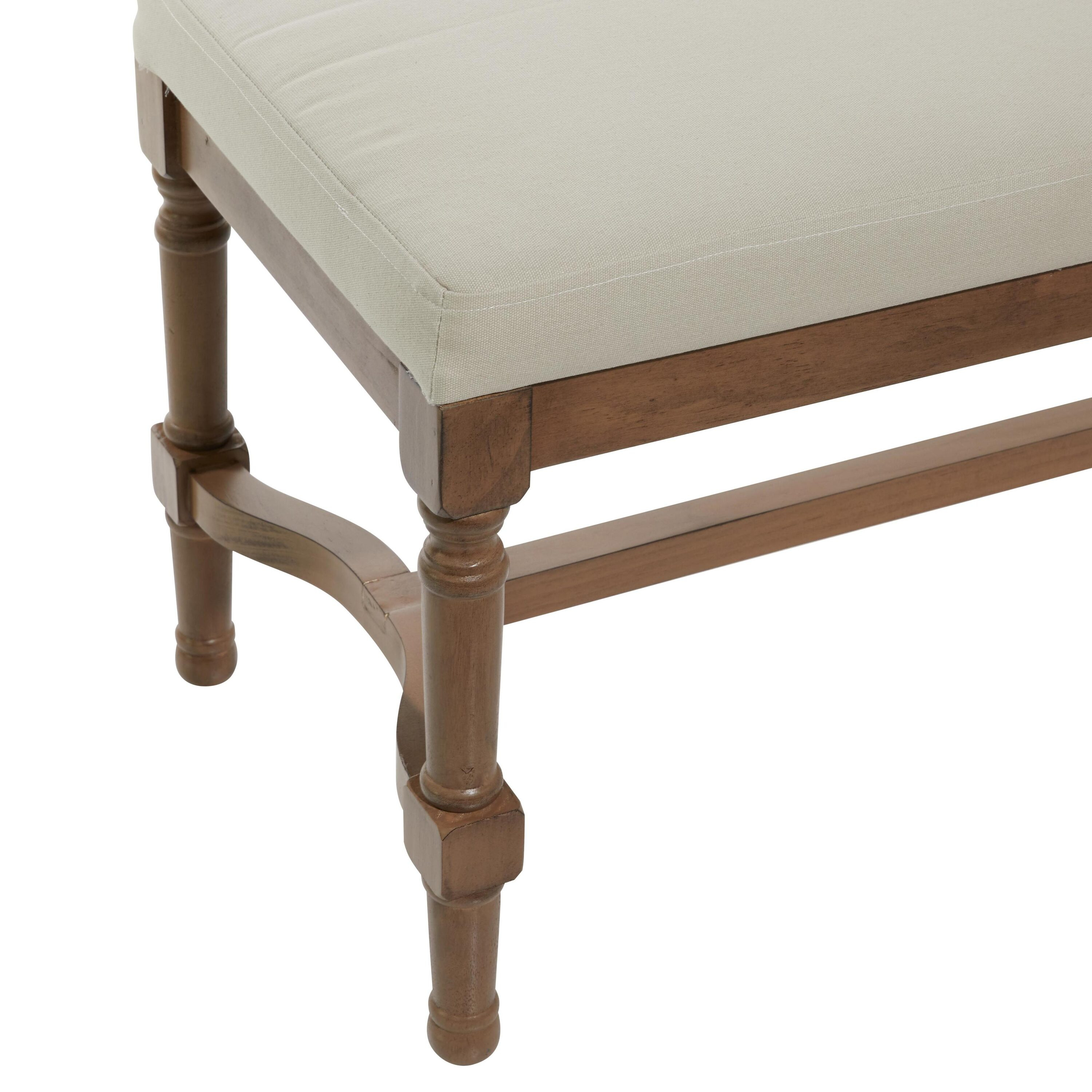 DecMode Wood Bench with Burlap Seat, Brown