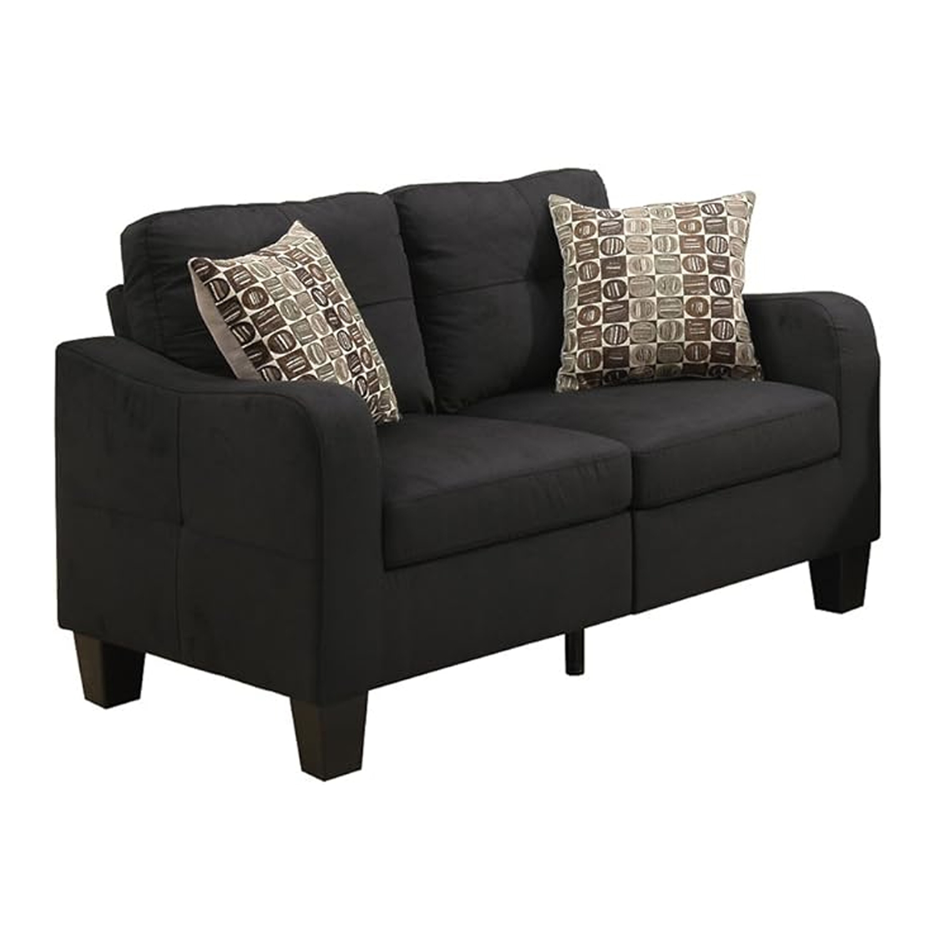 Benjara Polyfiber 2 Pieces Sofa Set With Accent Pillows Dark Gray-Color:Gray