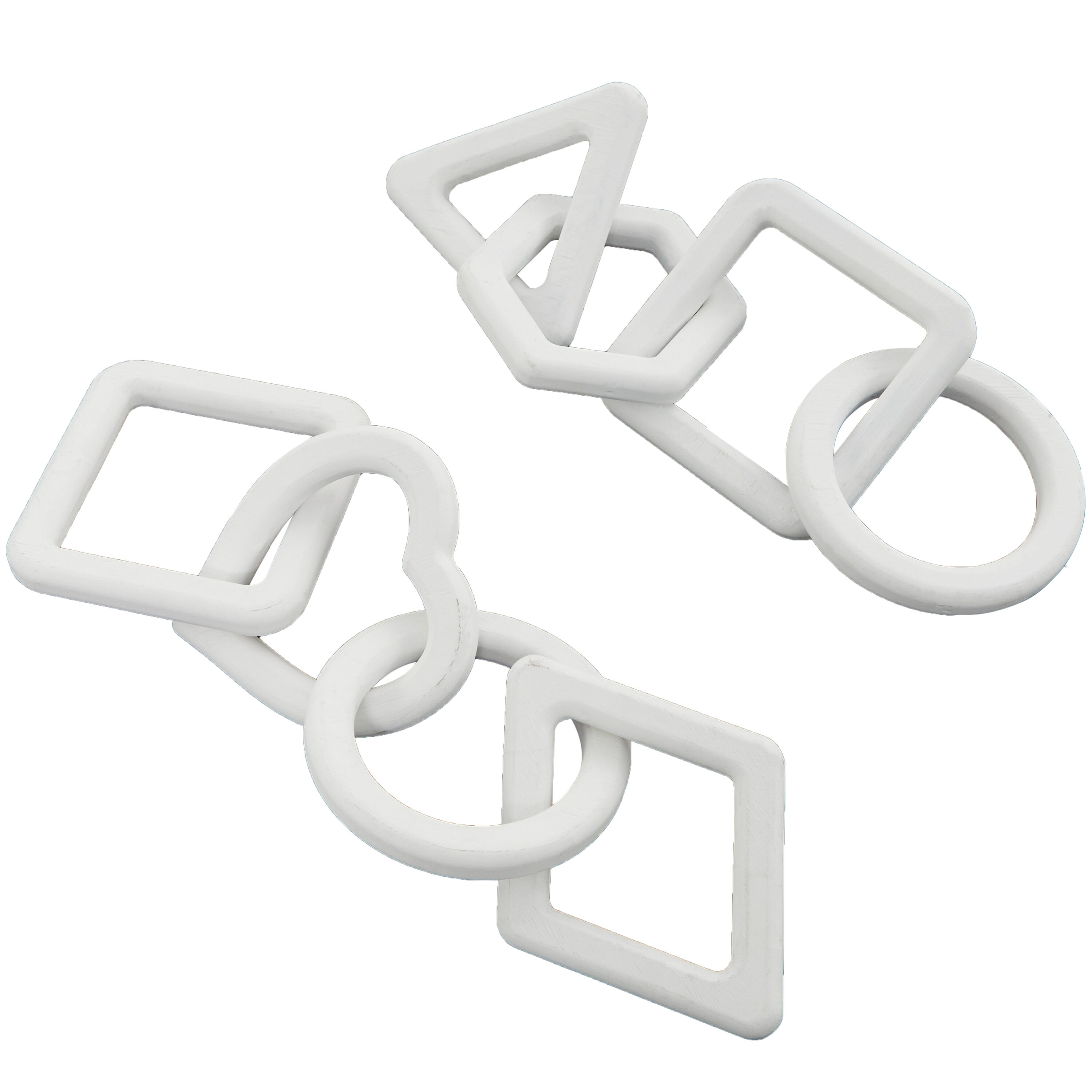 White Wood Modern Chain Sculpture Set of 2