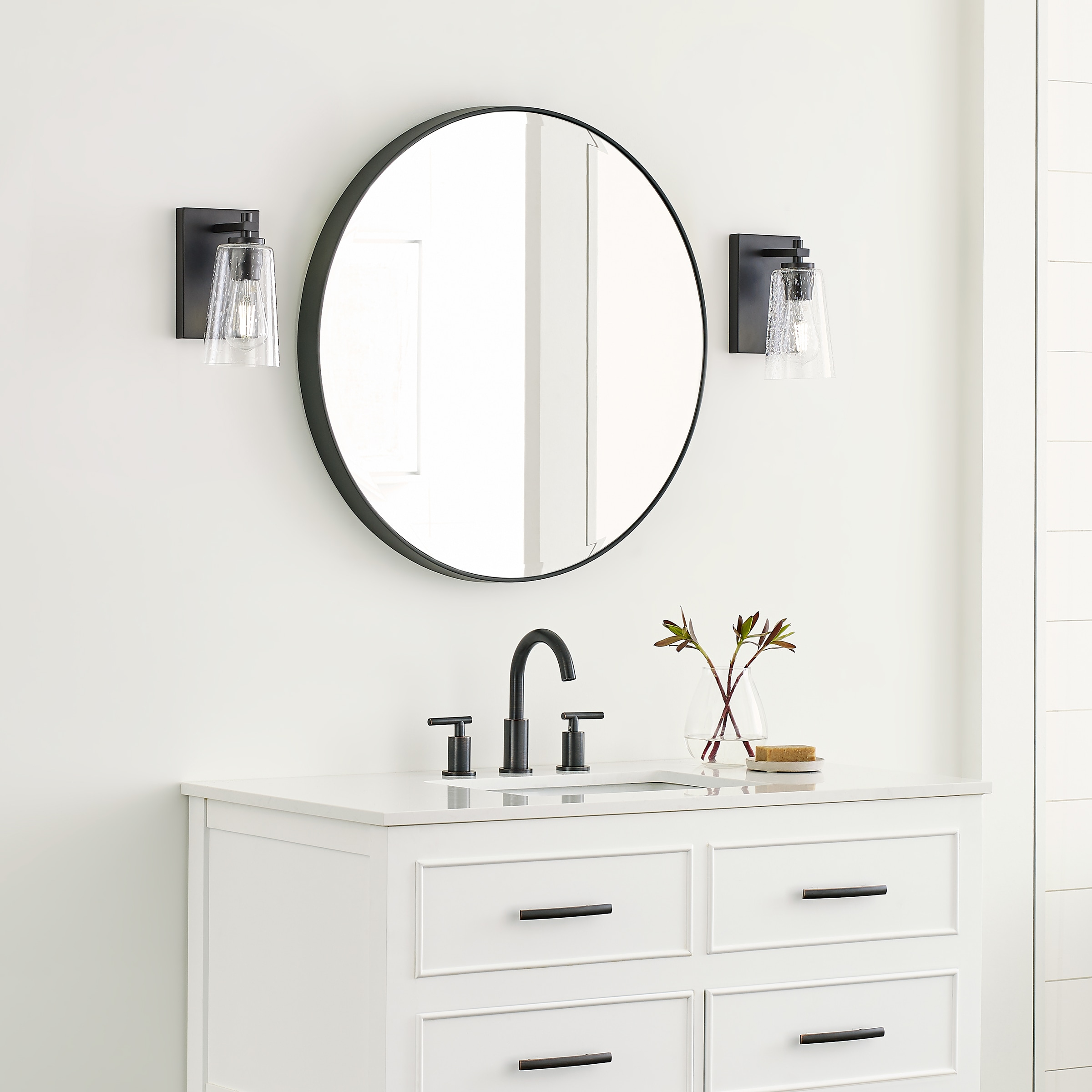 Mercer Seeded Glass 1-Light Sconce in Oil Rubbed Bronze