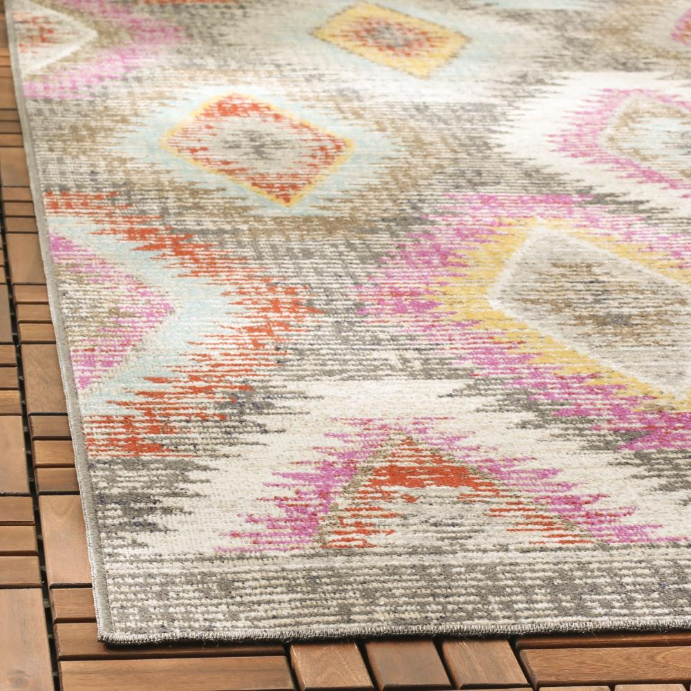 SAFAVIEH Montage Collection 2'3' x 8' Grey/Multi MTG212F Boho Indoor/ Outdoor Non-Shedding Easy scrubbing Patio Backyard Porch Deck Mudroom Runner-Rug