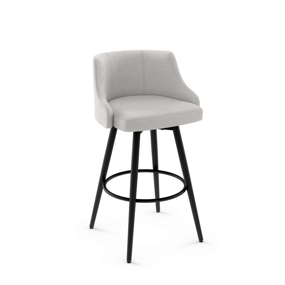 Amisco Duncan 26 In. Swivel Counter Stool - Pale Grey Beige Polyester / Black Metal