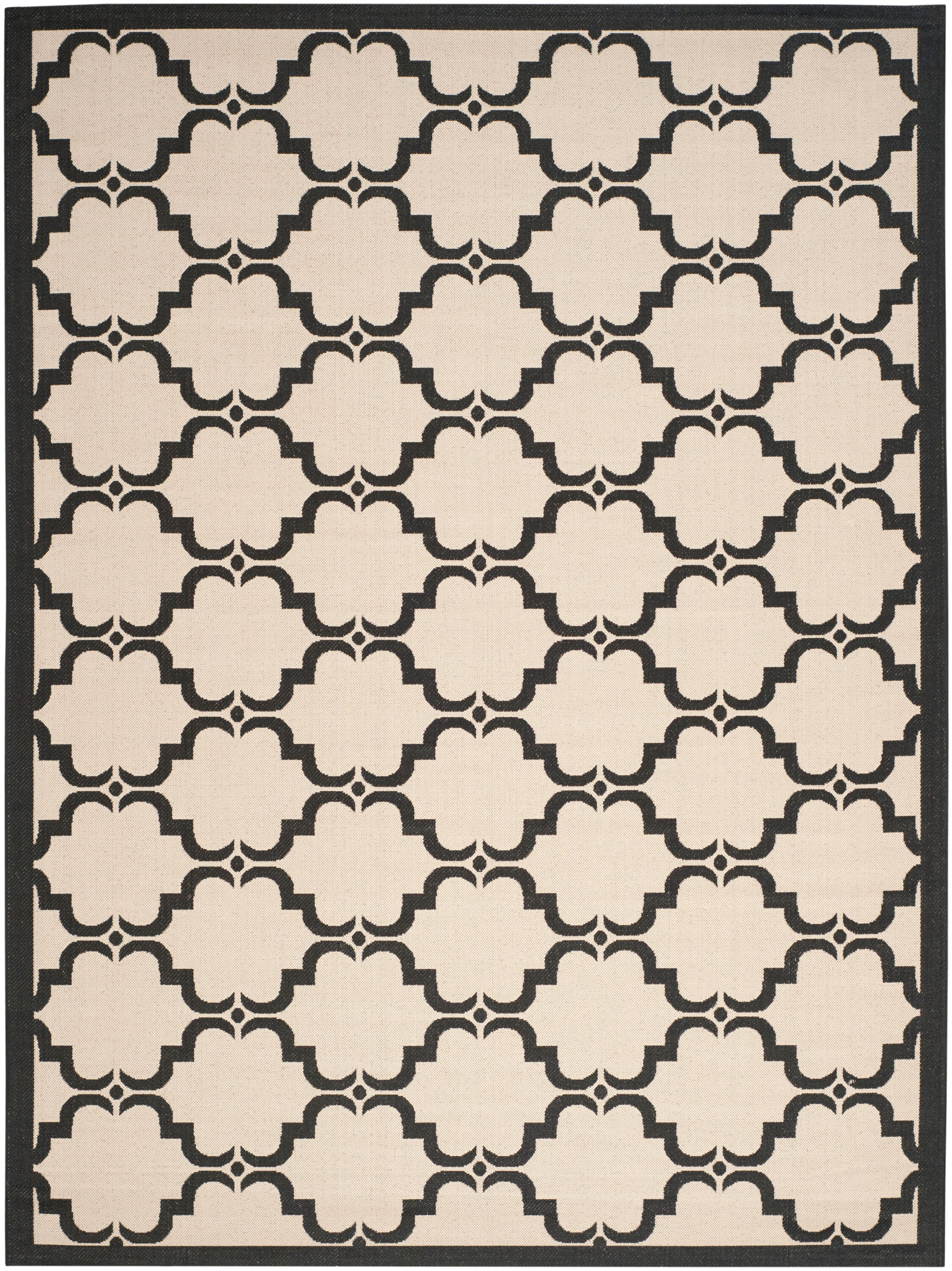 SAFAVIEH Courtyard Estelle Geometric Indoor/Outdoor Area Rug, 8' x 11', Beige/Black