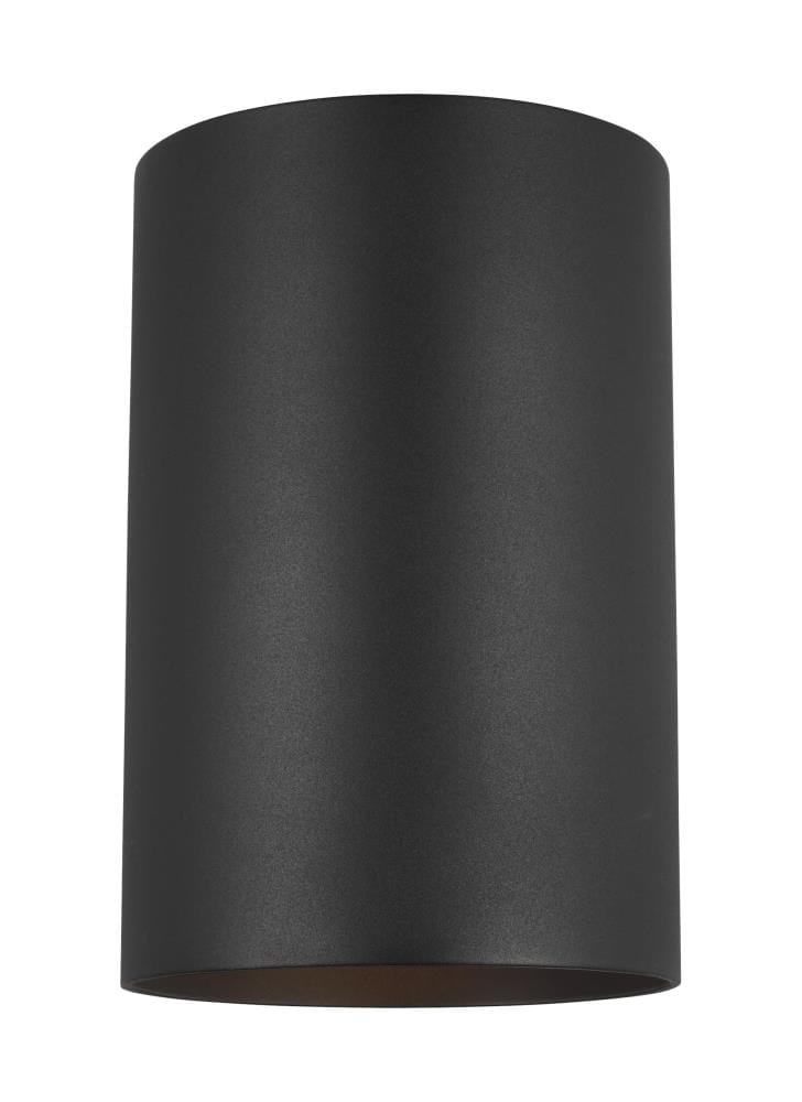 Progress Lighting, Cylinder, 1-Light, Flush Mount, Antique Bronze, Porcelain, Black, LED, Wet Rated