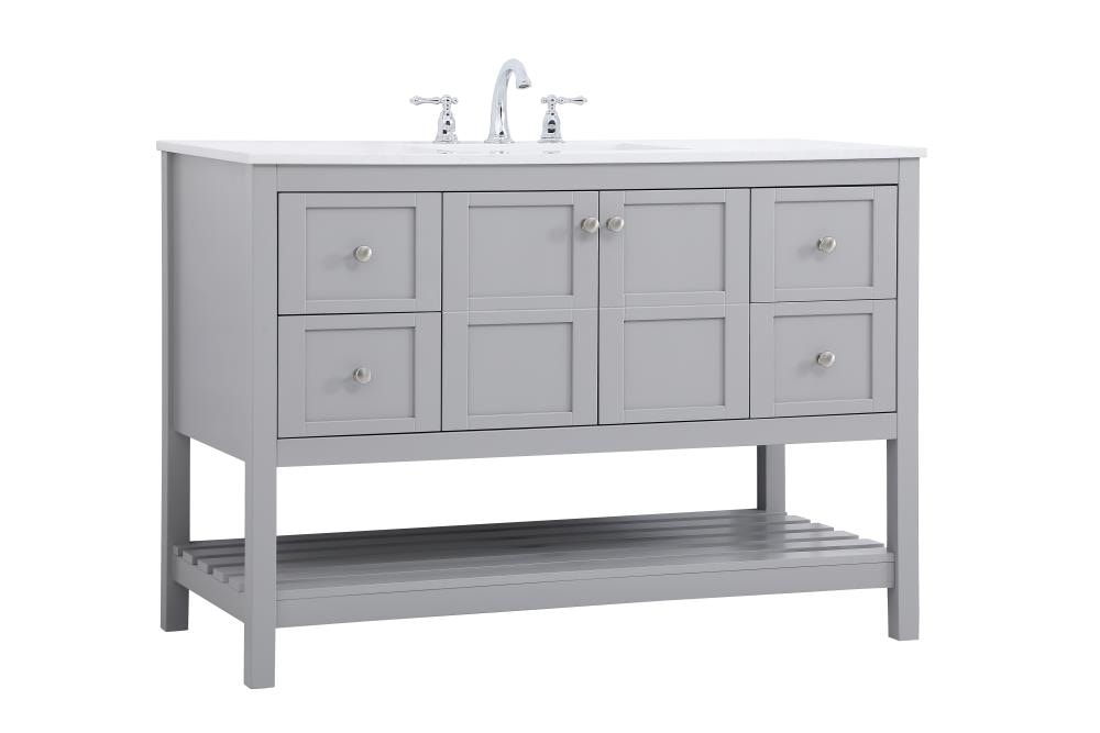 Elegant Decor Theo 48" Steel and Solid Wood Single Bathroom Vanity in Gray