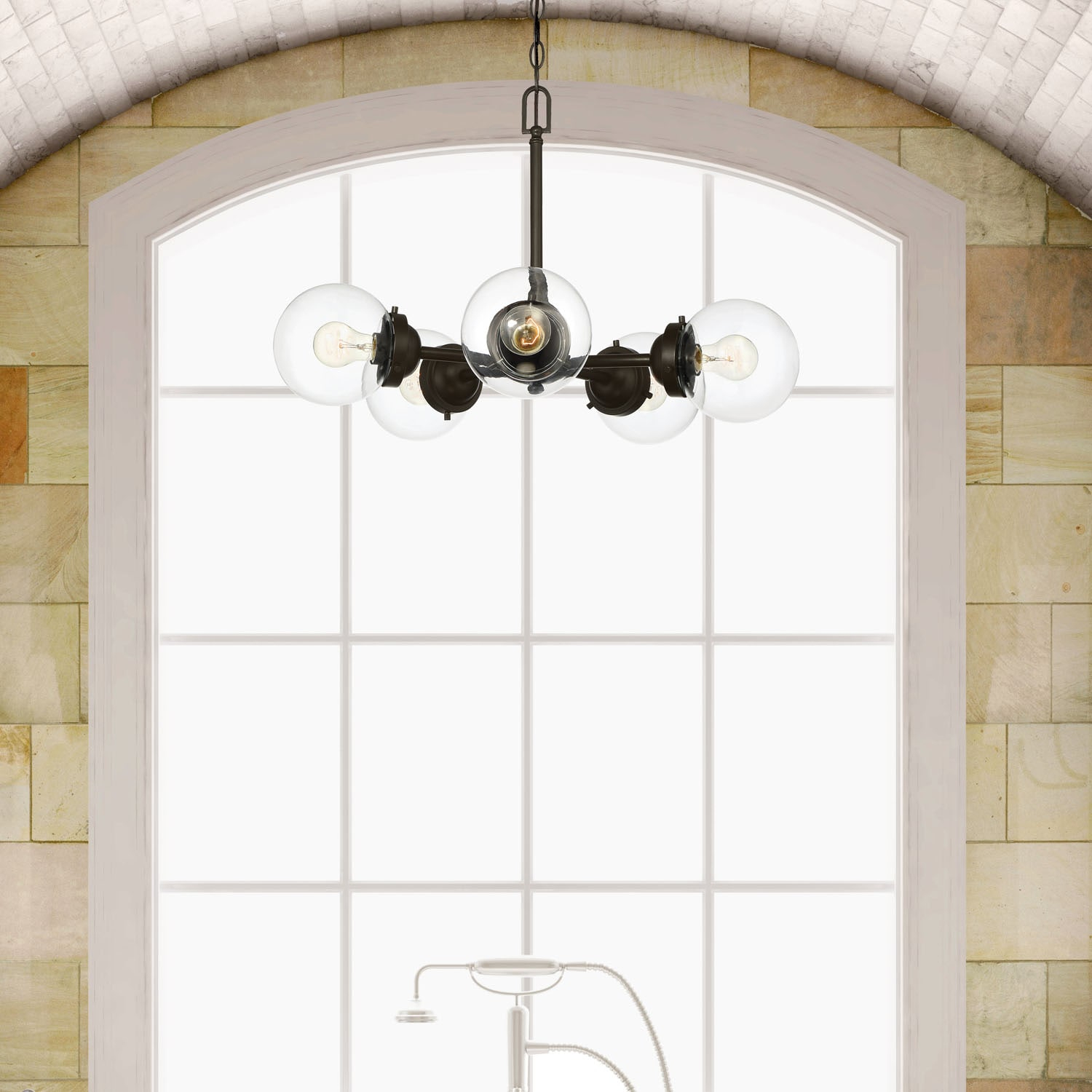 95985-ORB Knoll - Five Light Chandelier, Oil Rubbed Finish with Clear Glass