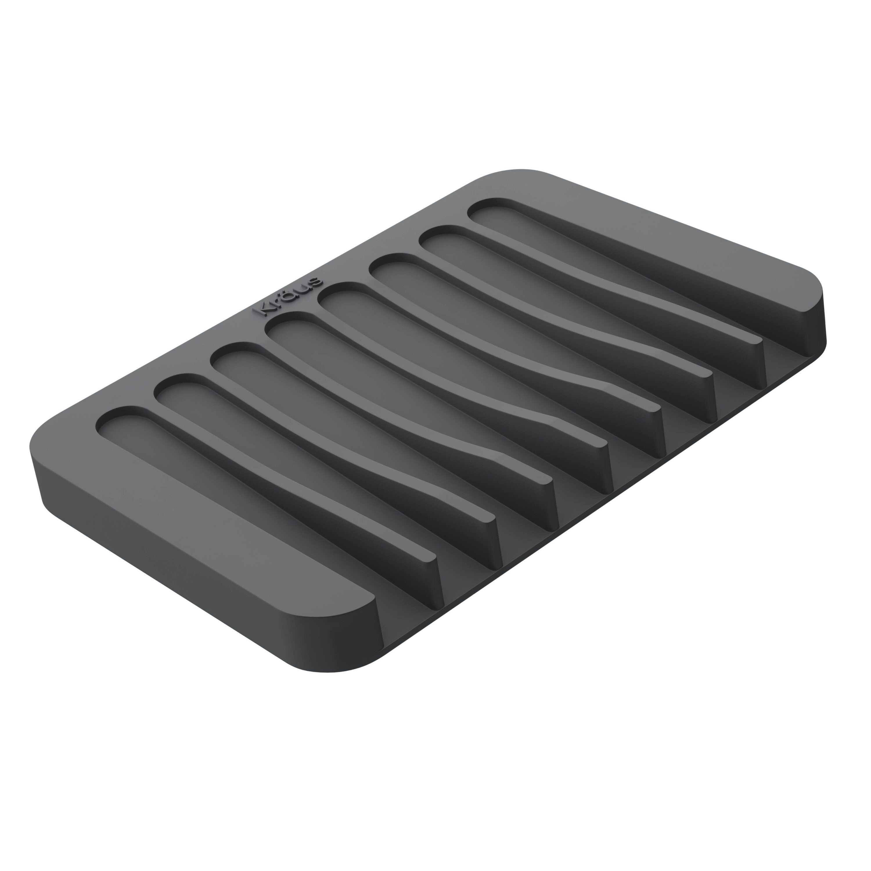 KRAUS Multipurpose Self-Draining Silicone Soap Dish/Sponge Holder for Bathroom or Kitchen Counter in Dark Grey, KDM-05DG