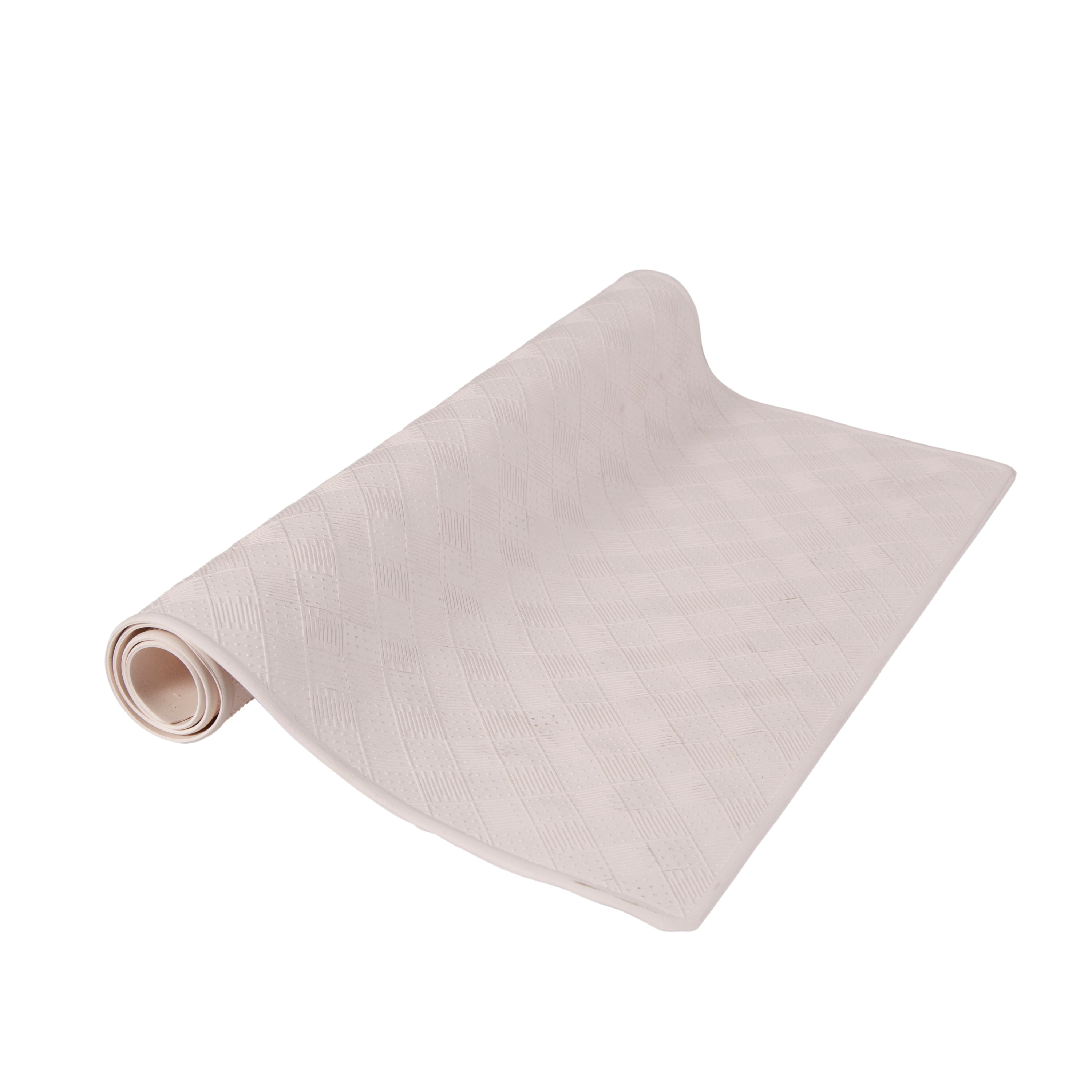 Kenney® Inside the Shower Textured Rubber Bath Mat with Suction Cups, 27.5" L x 15.5" W, Off White