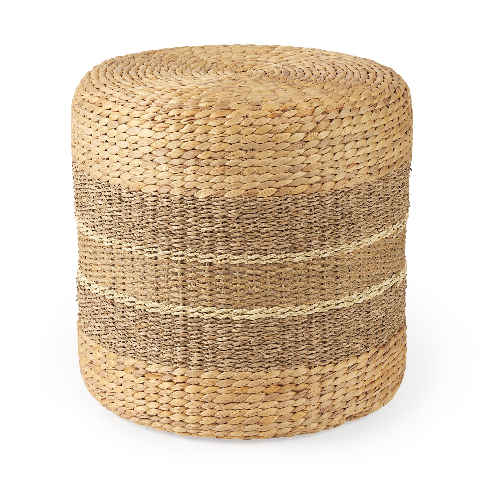 QueelQuest Decor Round Pouf Ottoman Single Strand Paper Rope Pouf Footrest, Foot Stool, for Bed Room Living | Room | Accent Seat (Brown Paper Rope