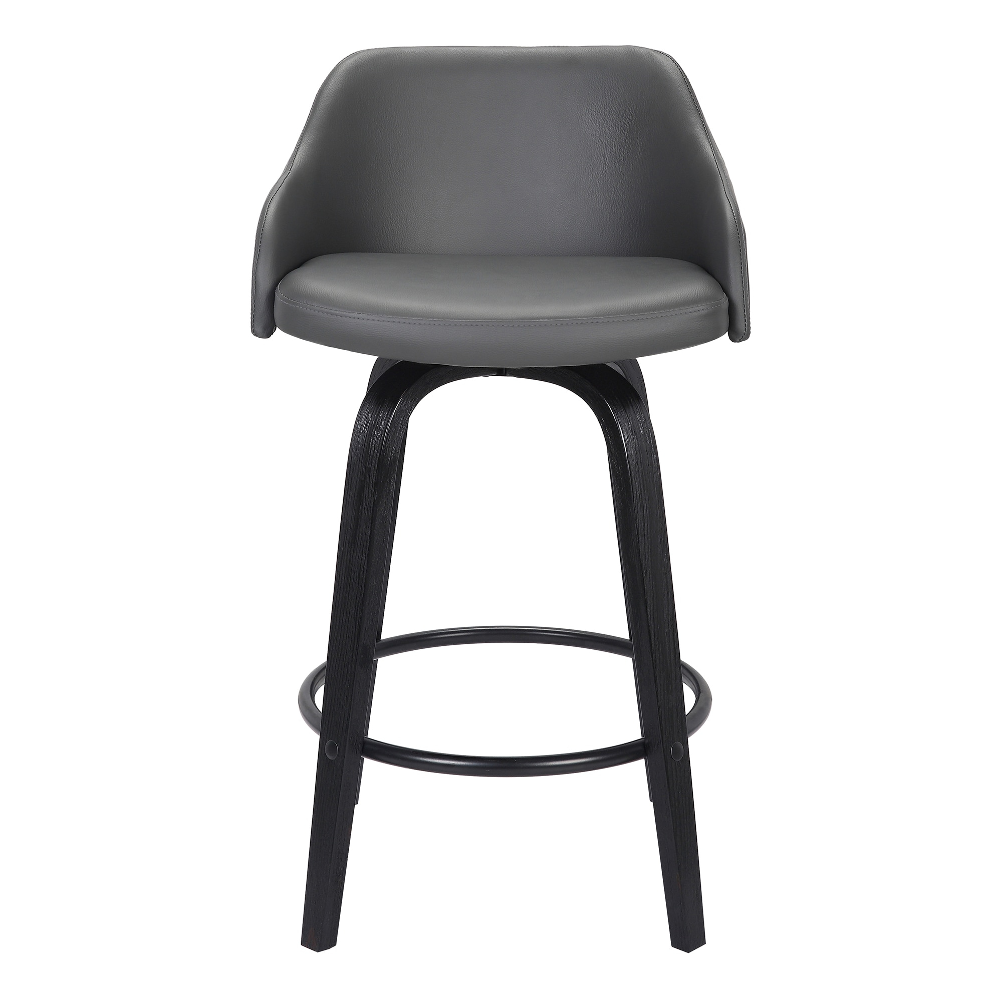 Alec Faux Leather Swivel Barstool, 30" Bar Height, Black and Gray