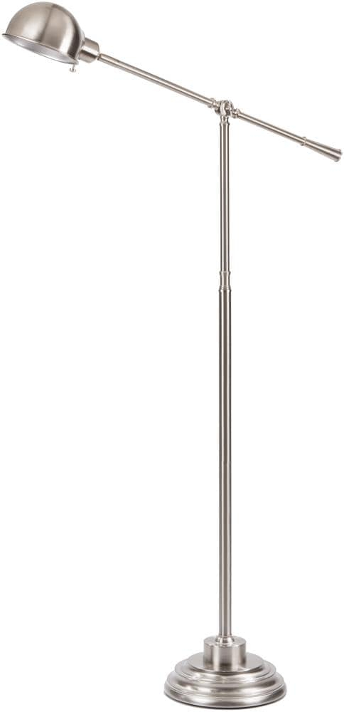 Adjustable Silver Brushed Steel Slim Floor Lamp