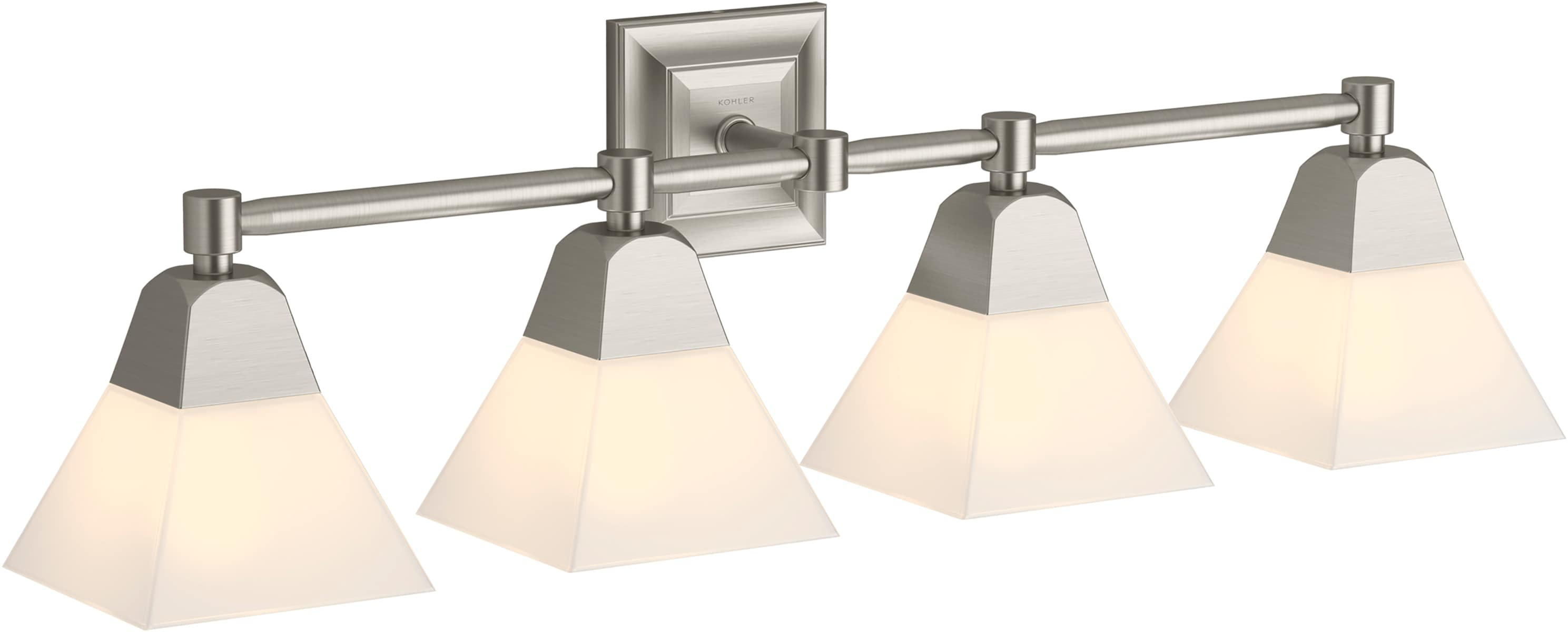 Brushed Nickel Four-Light Sconce with Frosted Glass Shades