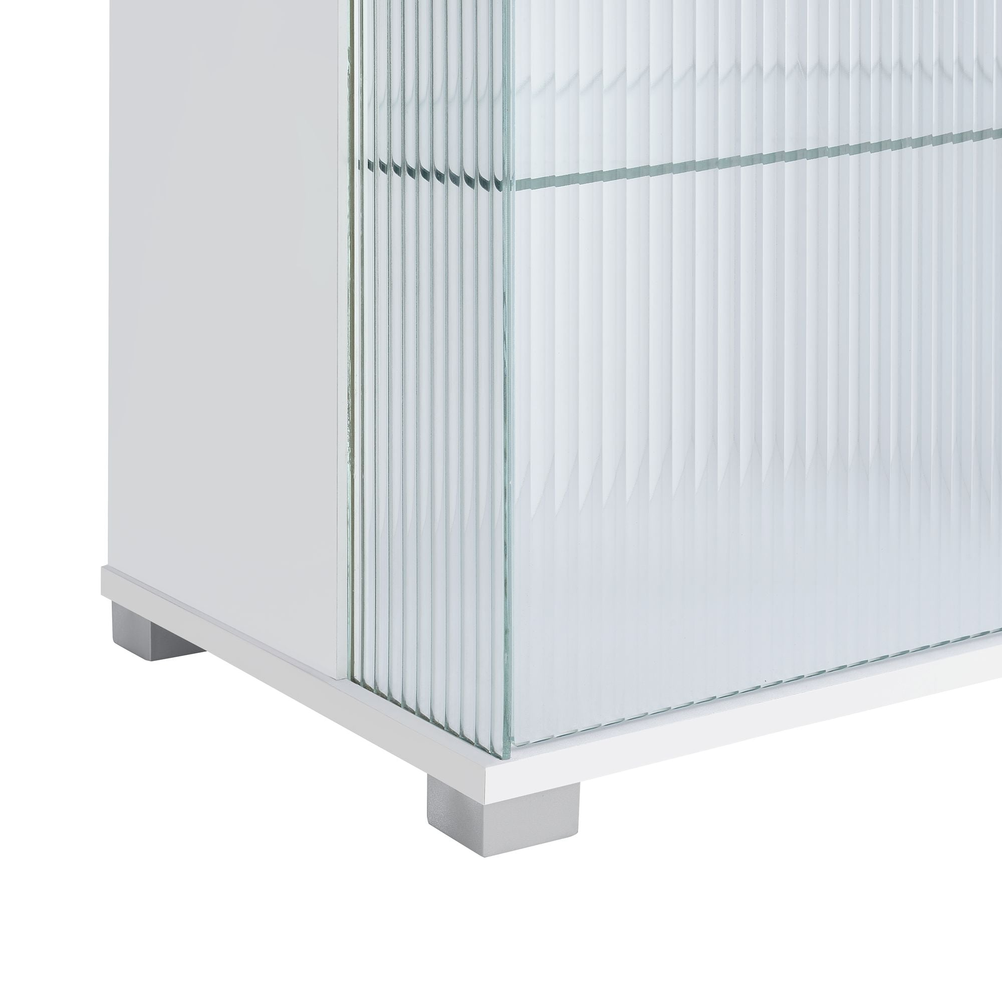 Picket House Furnishings Indira  70" TV Stand with LED in Glossy White