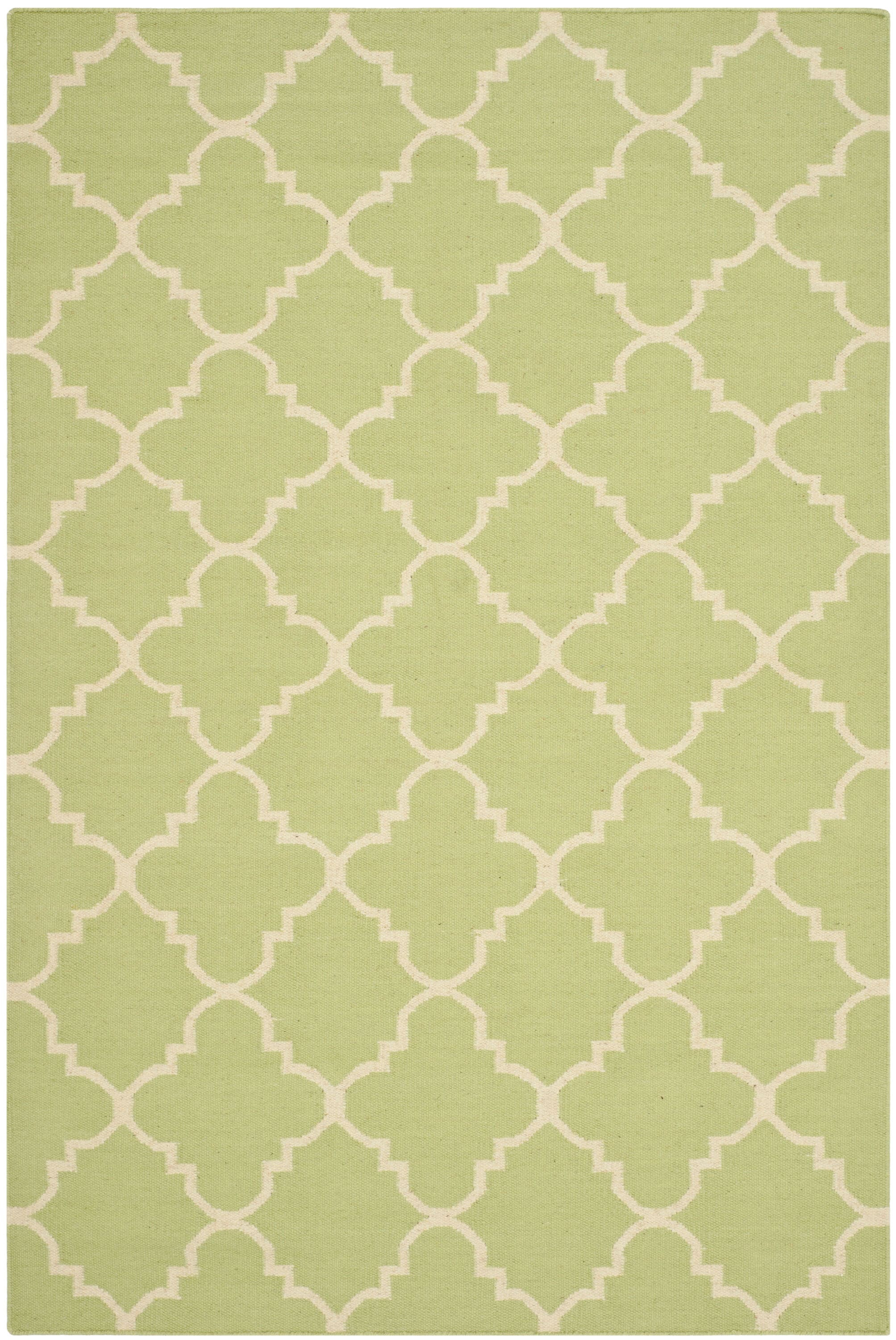 Safavieh Dhurries Malina 4 x 6 (ft) Wool Light Green/Ivory Rectangular Indoor Trellis Coastal Area rug