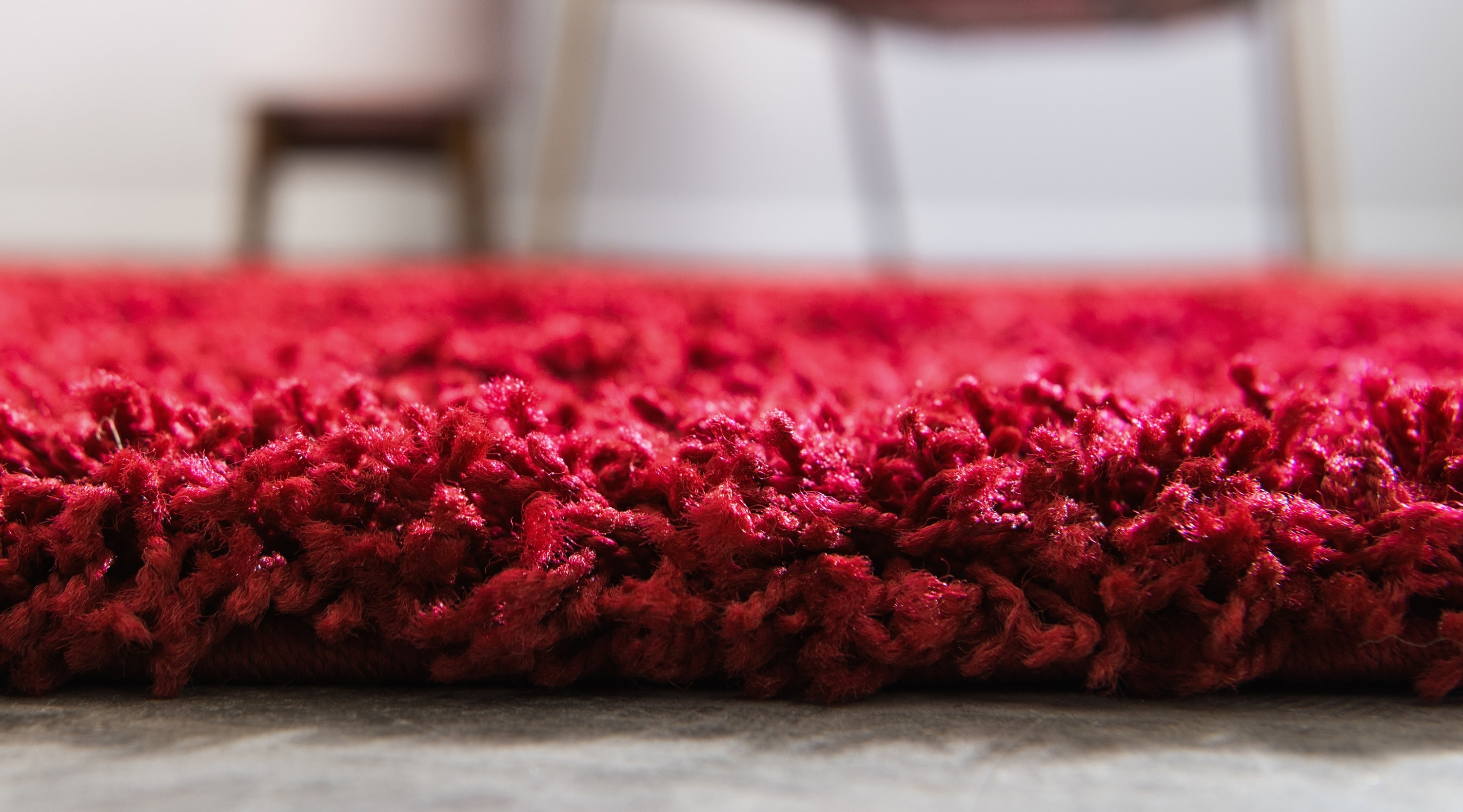 Unique Loom Solid Shag Collection Area Rug (8' Round, Cherry Red)