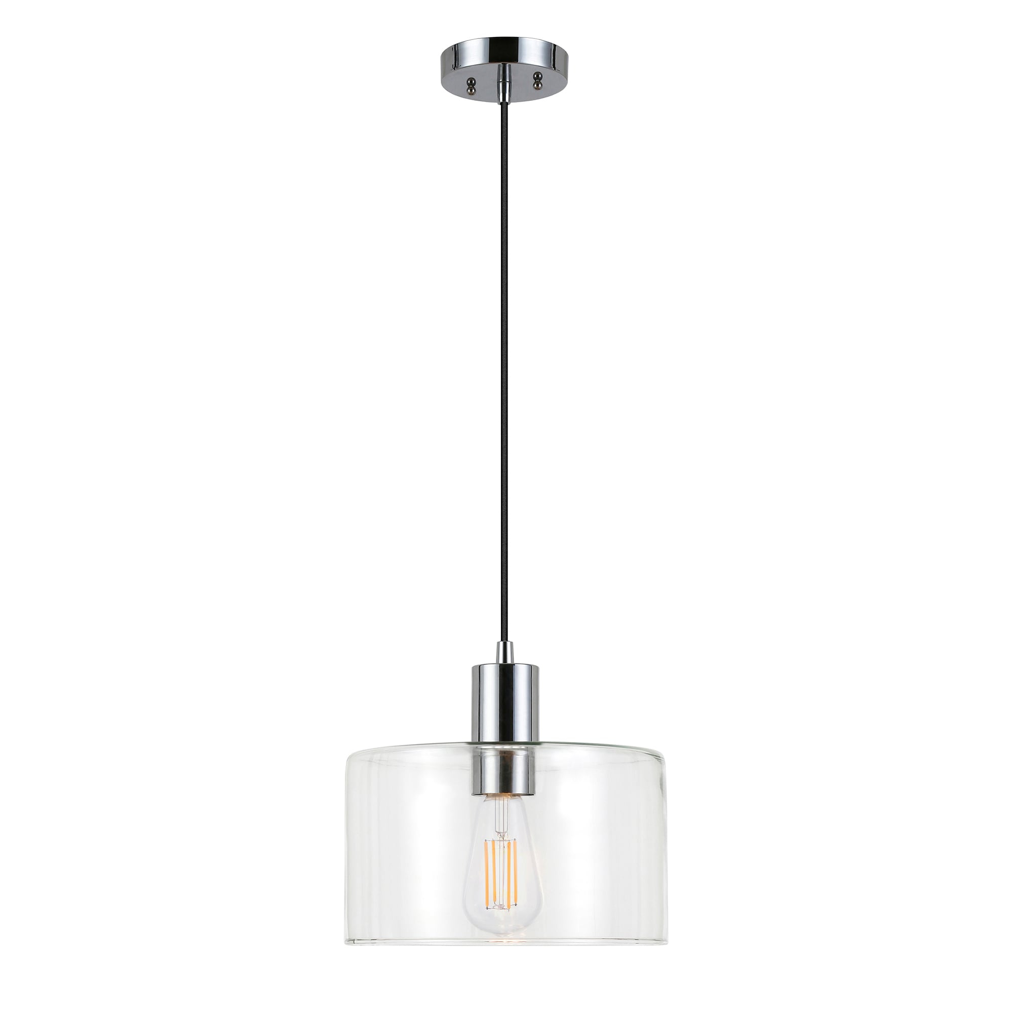 Evelyn&Zoe Industrial Clear Glass Pendant