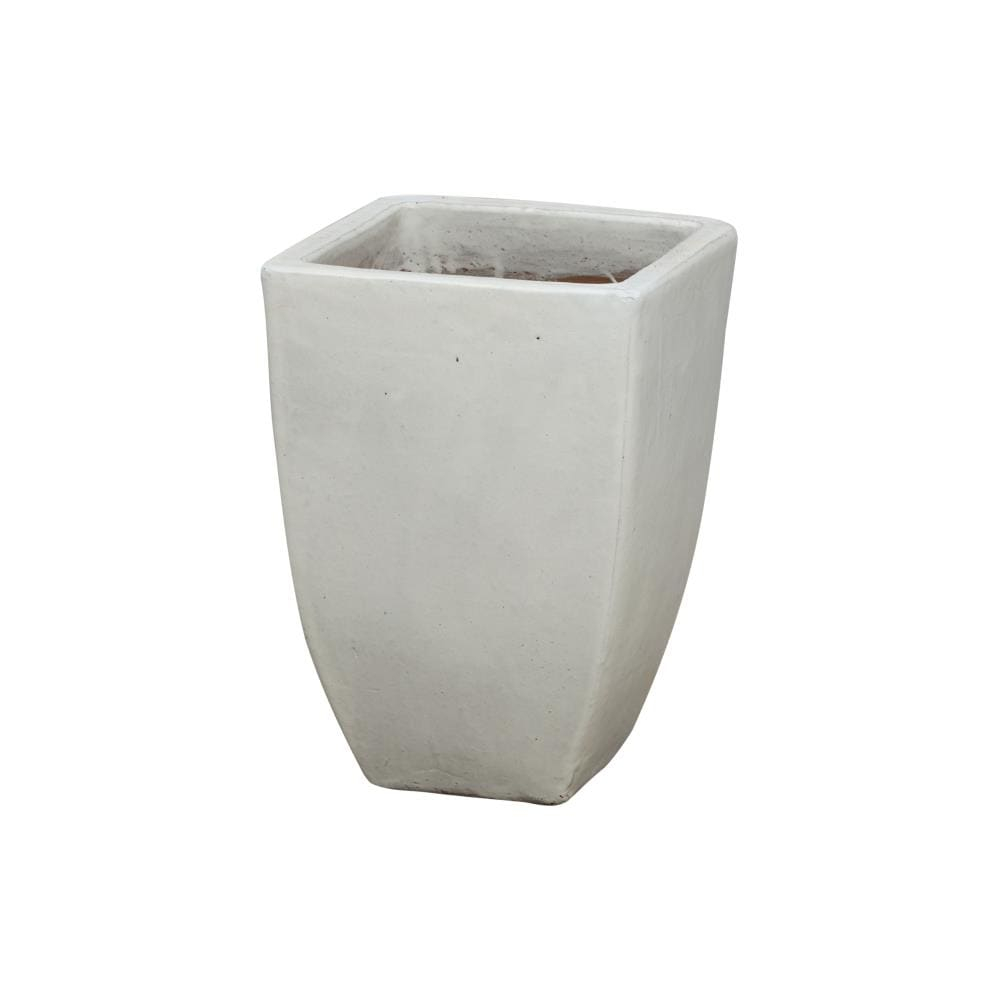 Large Square Ceramic Planter in Glossy White - 18.5" H