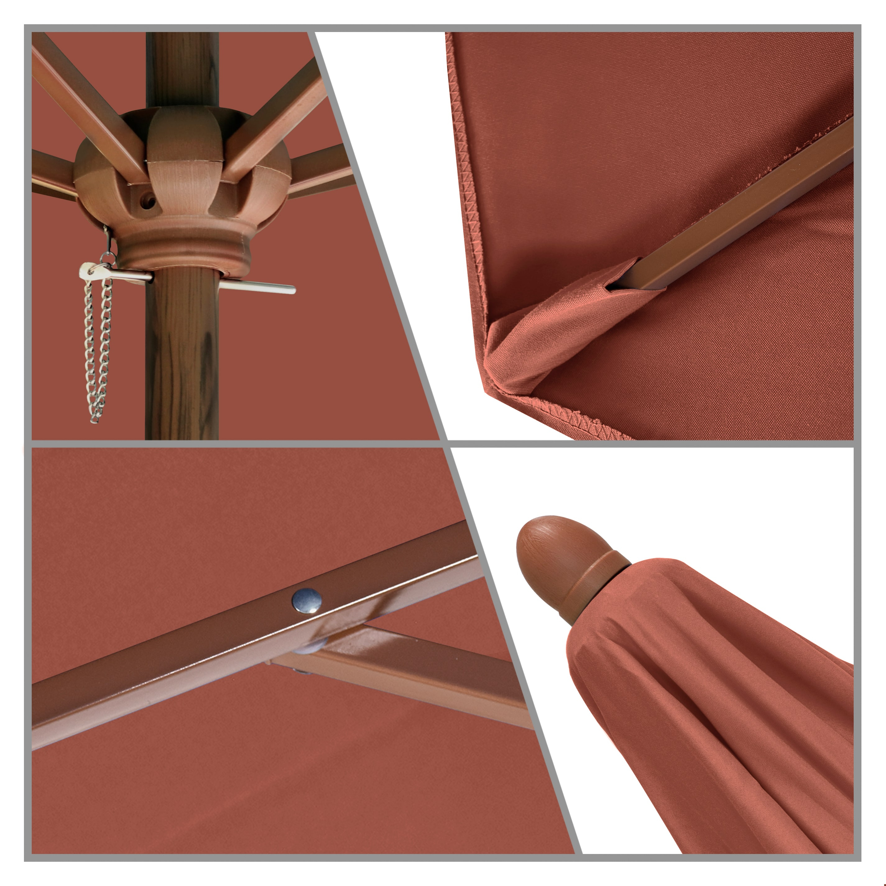 Astella 9 ft Brick Polyester Canopy Steel Pole Market Umbrella