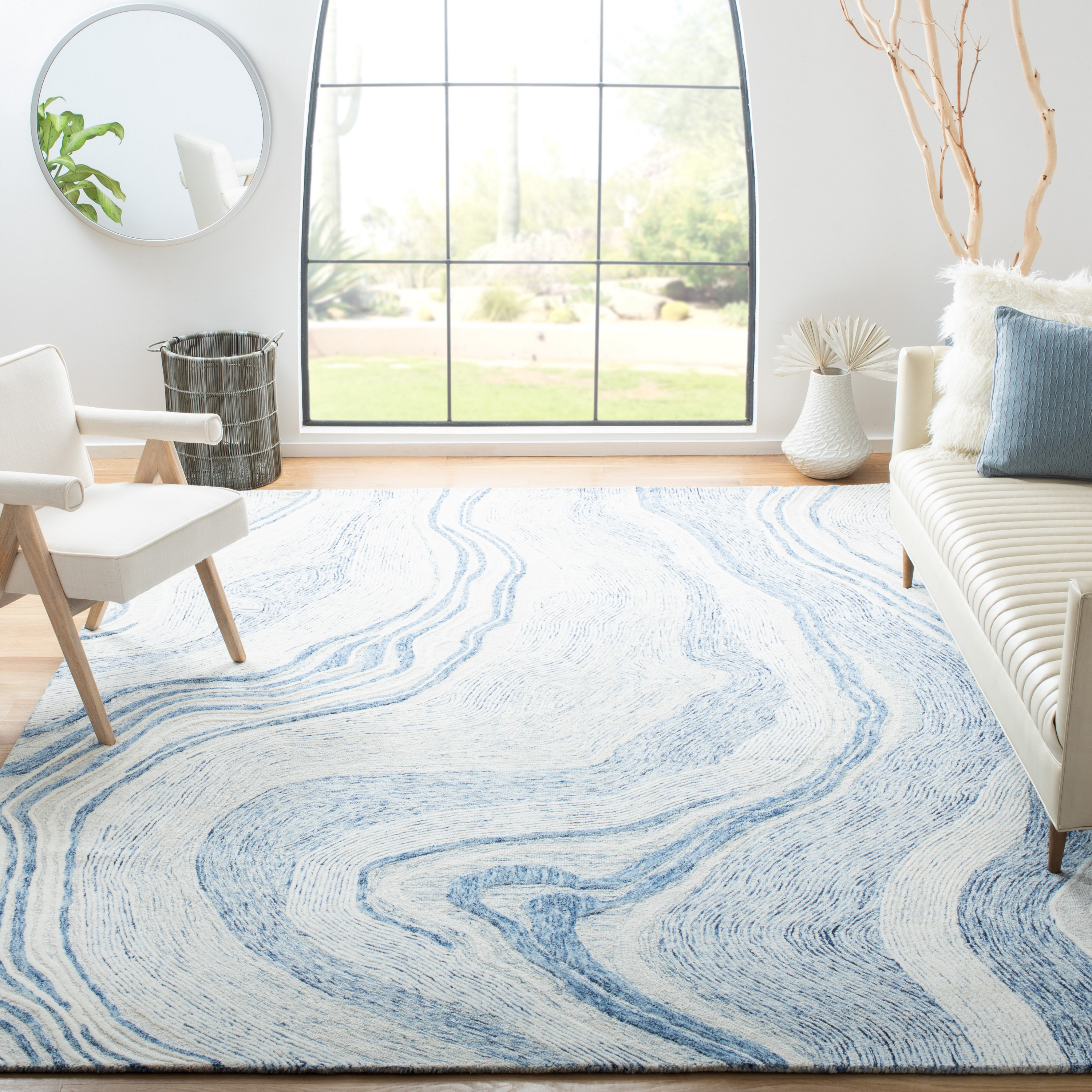 Safavieh Fifth Avenue Thiet 10 x 14 (ft) Tufted Wool Blue/Ivory Rectangular Indoor Geode Bohemian/Eclectic Area rug