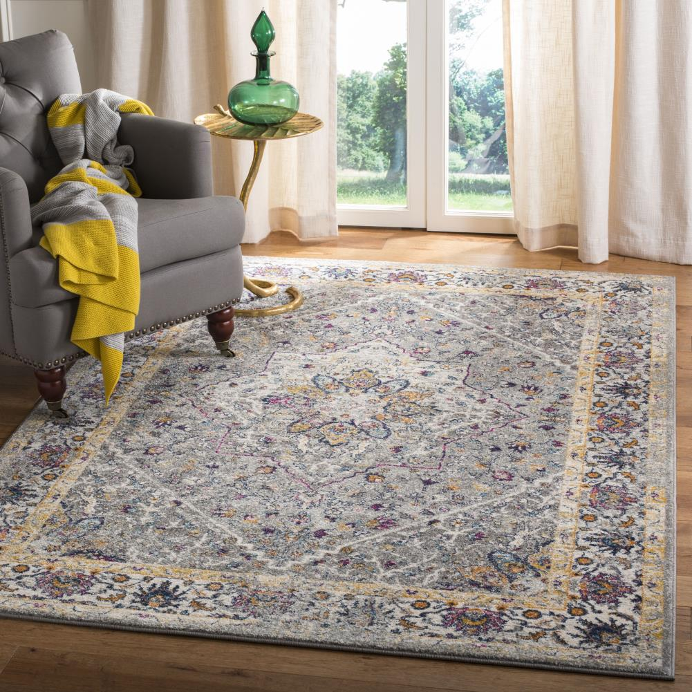SAFAVIEH Evoke Gracelyn Overdyed Floral Area Rug, Grey, 6'7" x 9'