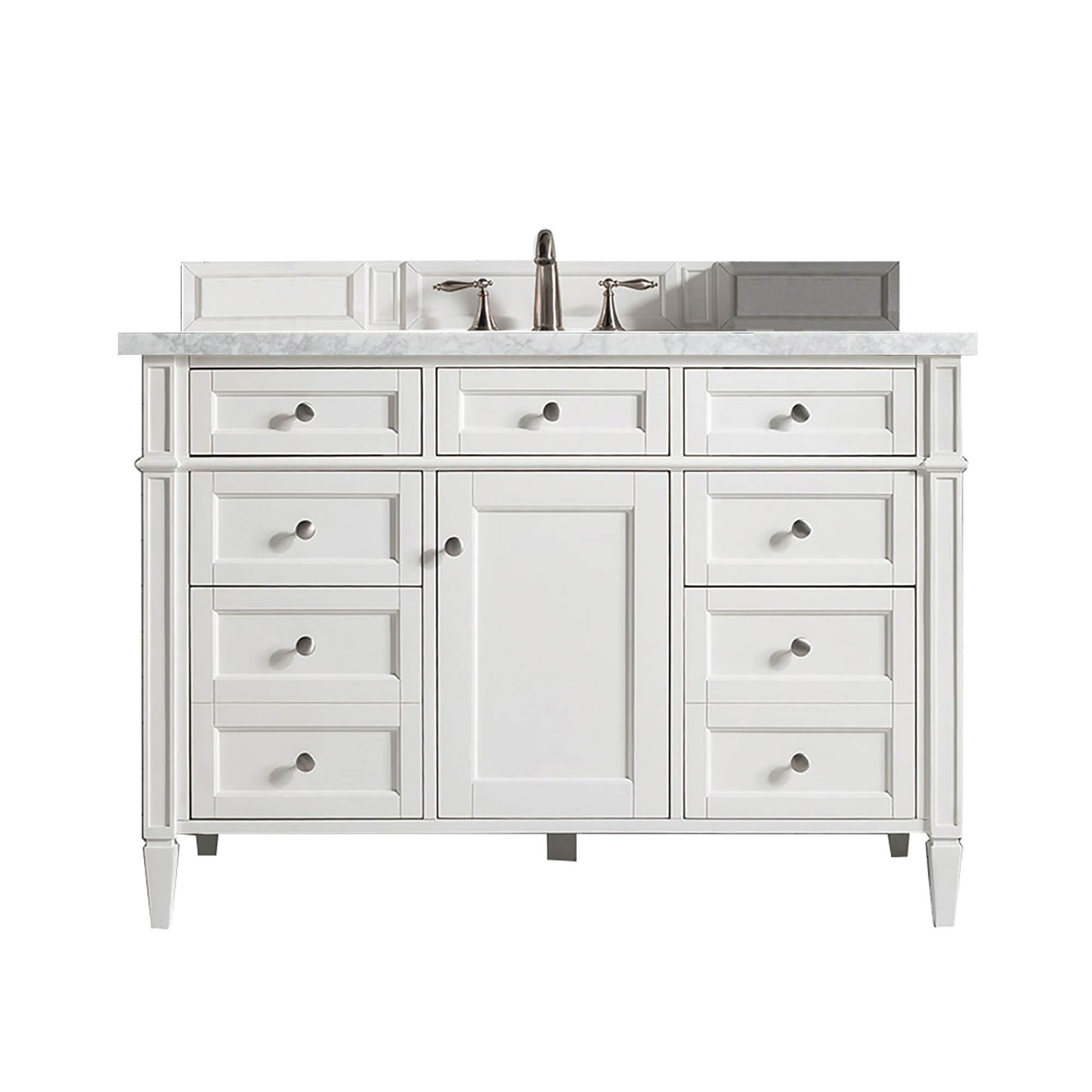Bright White 47" Plywood Single Vanity with Satin Nickel Hardware