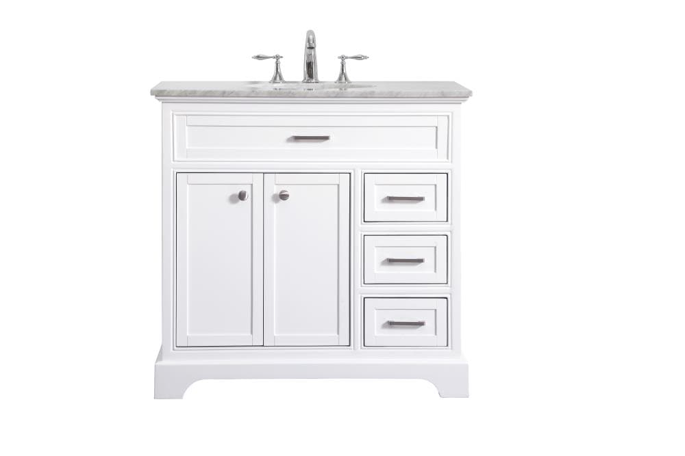 Elegant Decor Americana 36" Wood Single Bathroom Vanity in White