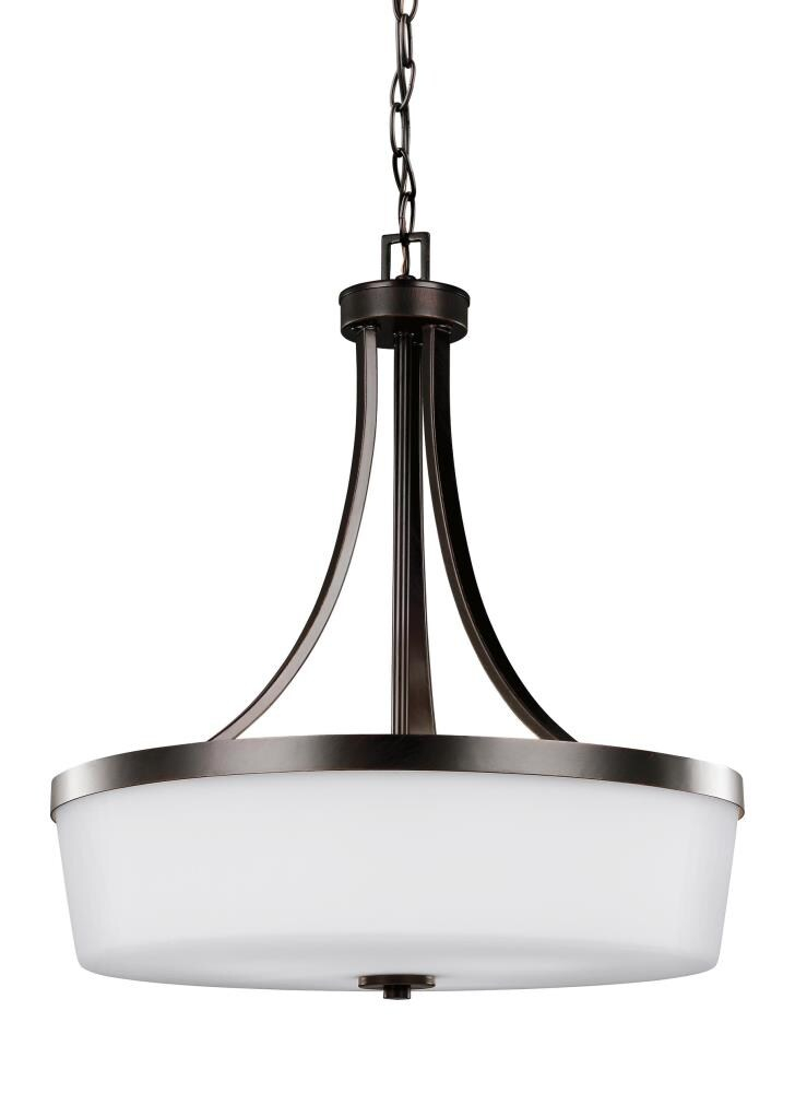 Hettinger Transitional 3-Light Bronze Pendant with Etched Glass