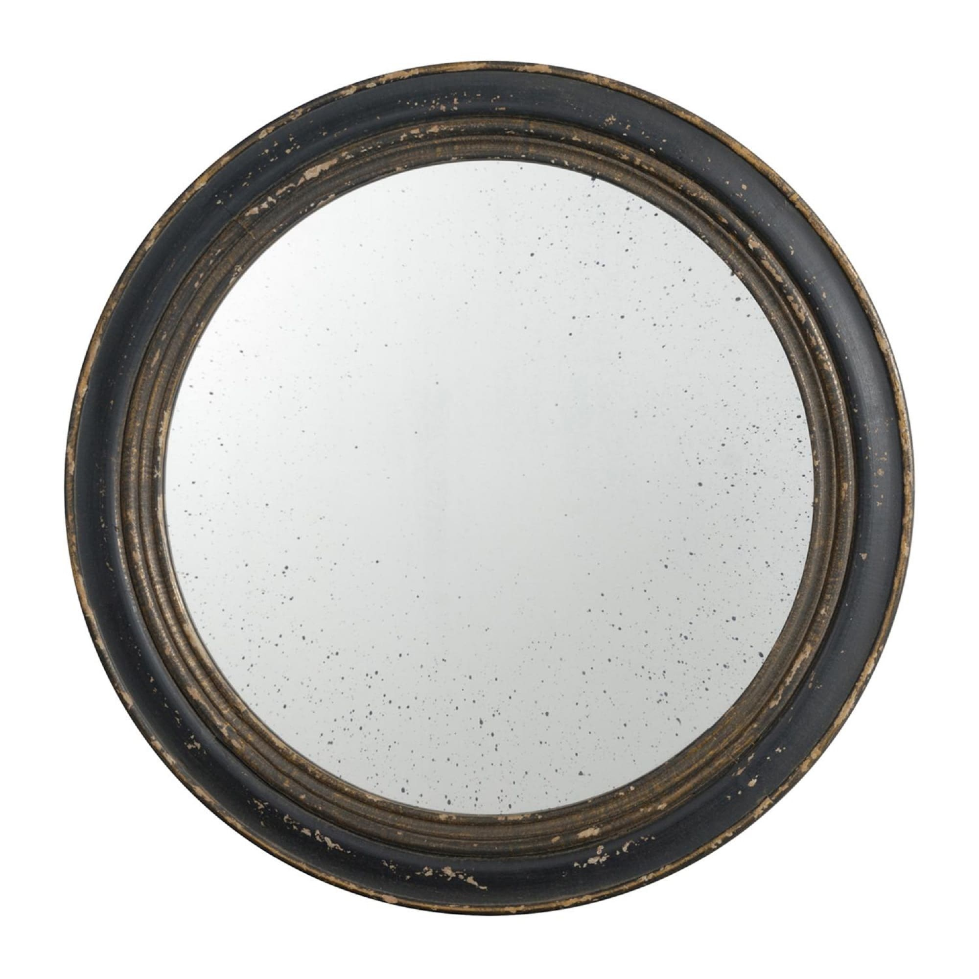 Vintage Round Brown Wood Composite Wall Mirror