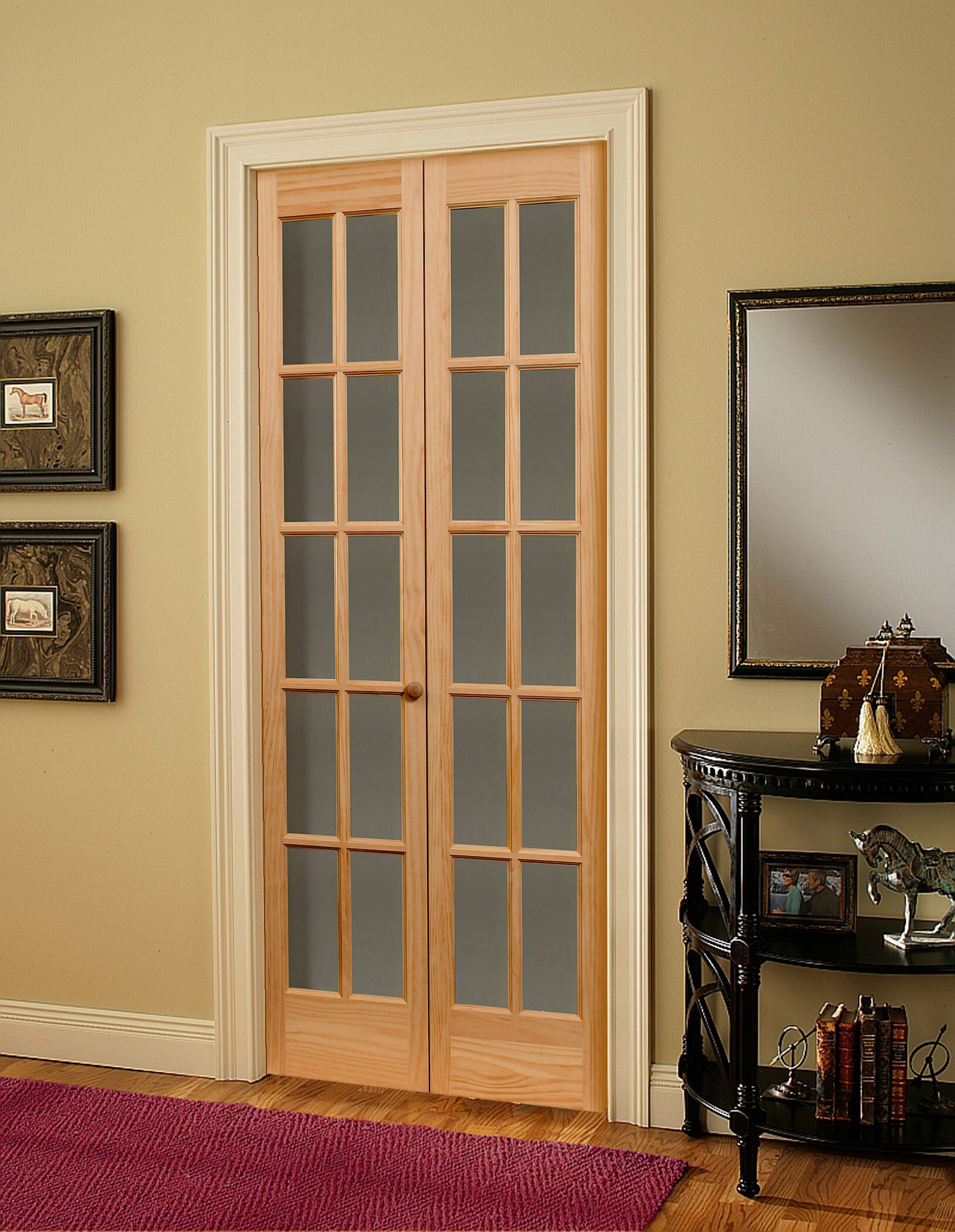 American Wood 852730 36 x 80 in. 10-Lite Traditional Divided Bifold Door, Unfinished Pine