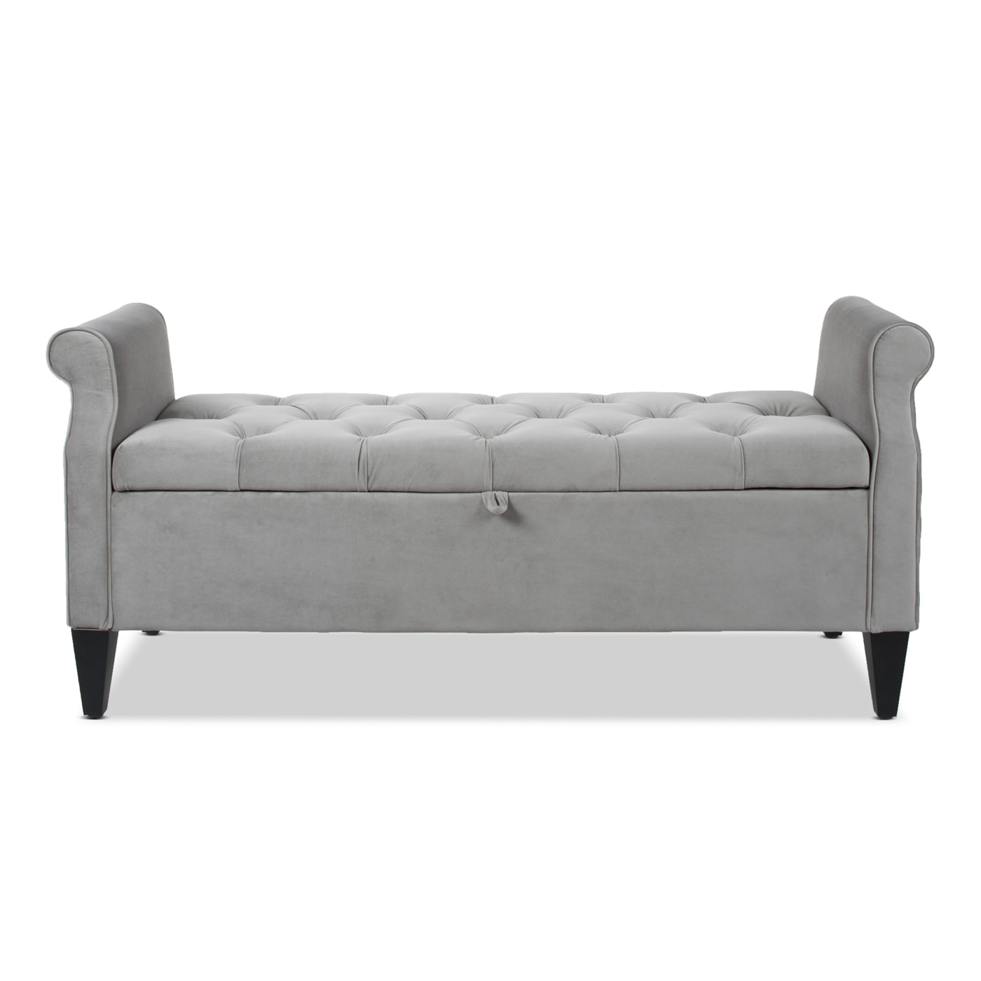 Jacqueline Tufted Roll Arm Storage Bench Grey