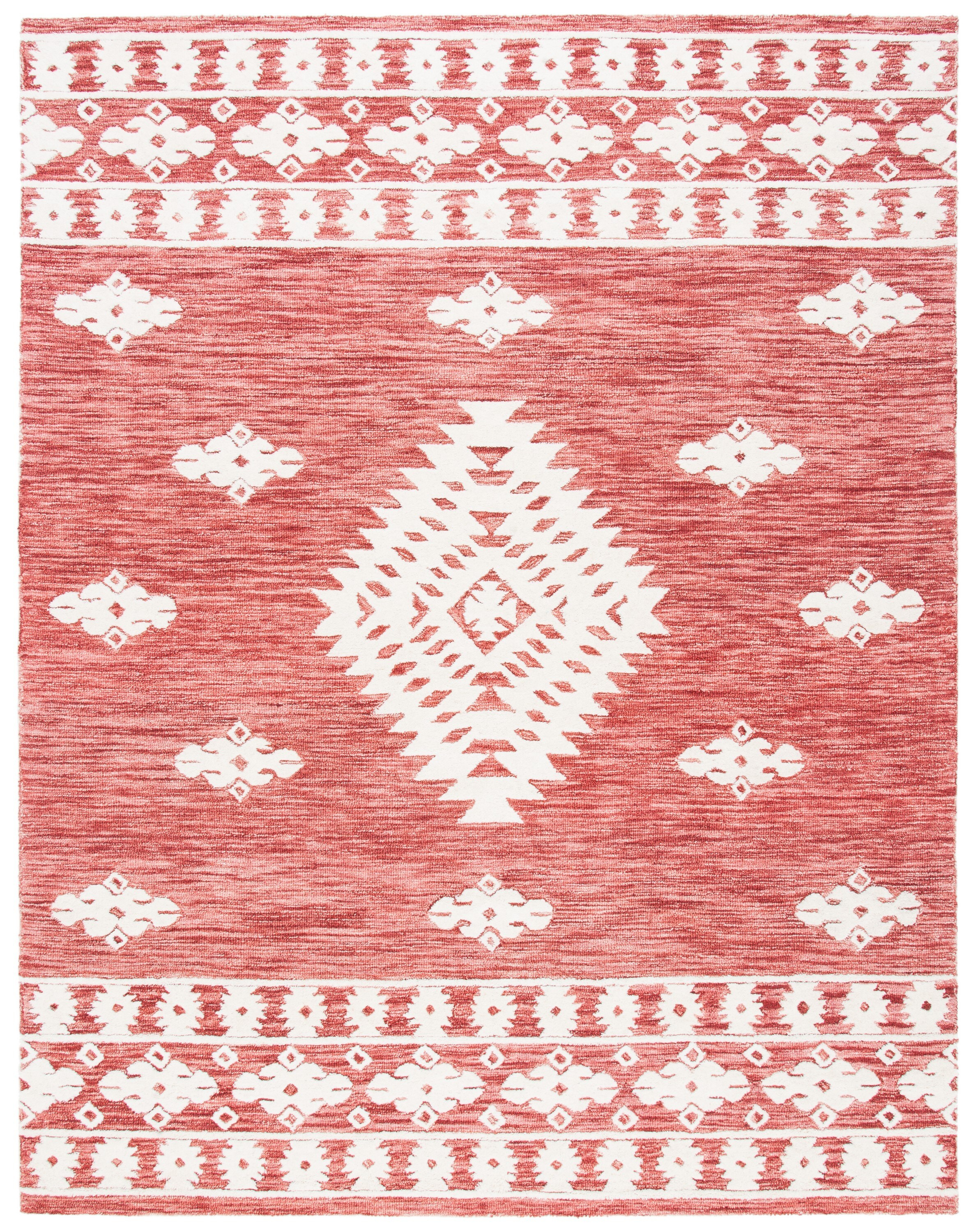 Ivory Abstract Wool Tufted Handmade Reversible Area Rug
