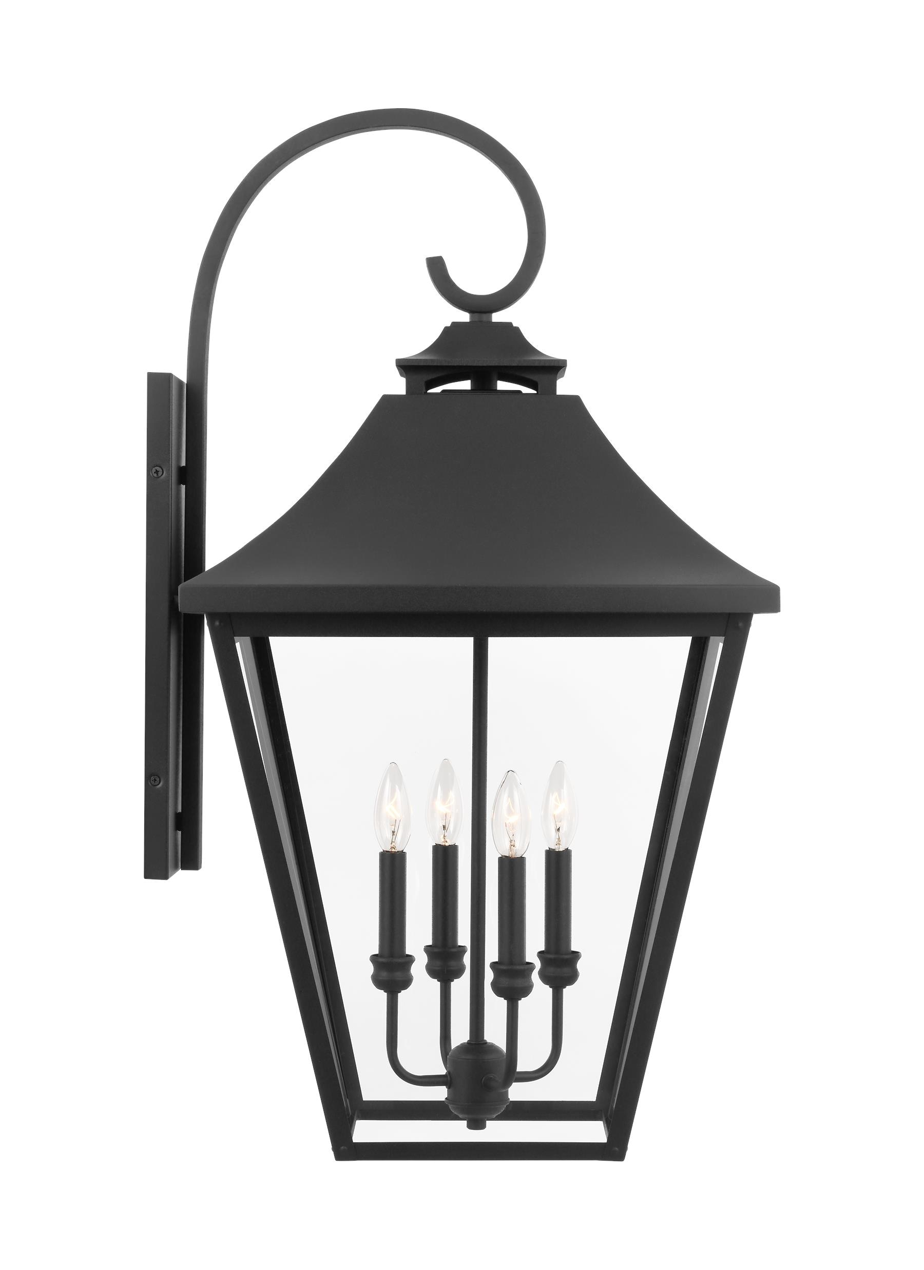Galena Extra Large Black Outdoor Wall Lantern with Clear Seeded Glass