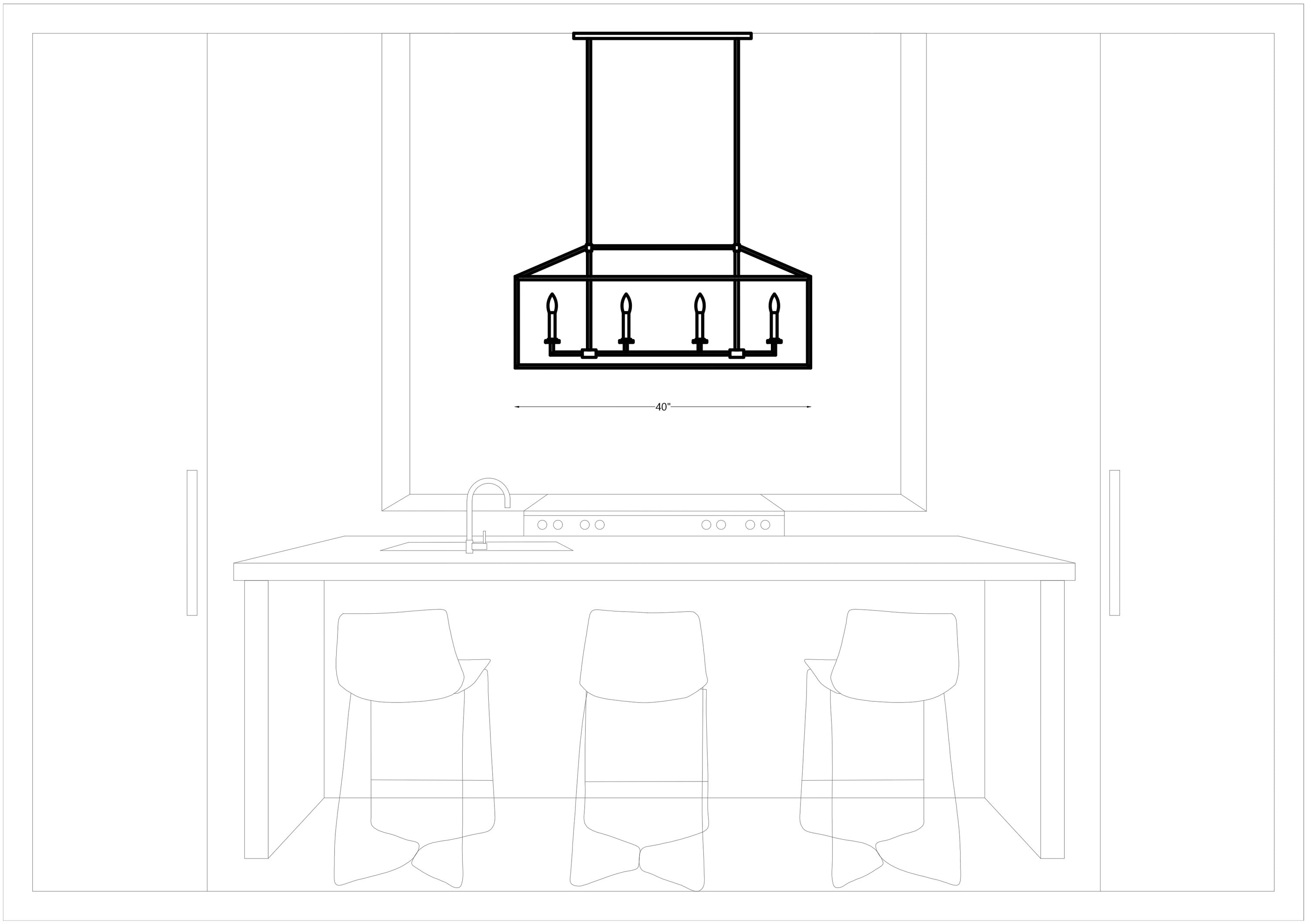 Lucius Linear Chandelier - Brass / 40"L