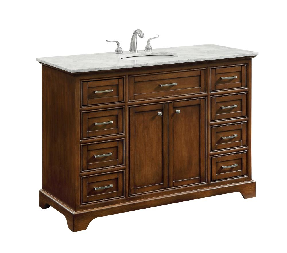 Elegant Decor Americana 48" Wood Single Bathroom Vanity in Brown Teak