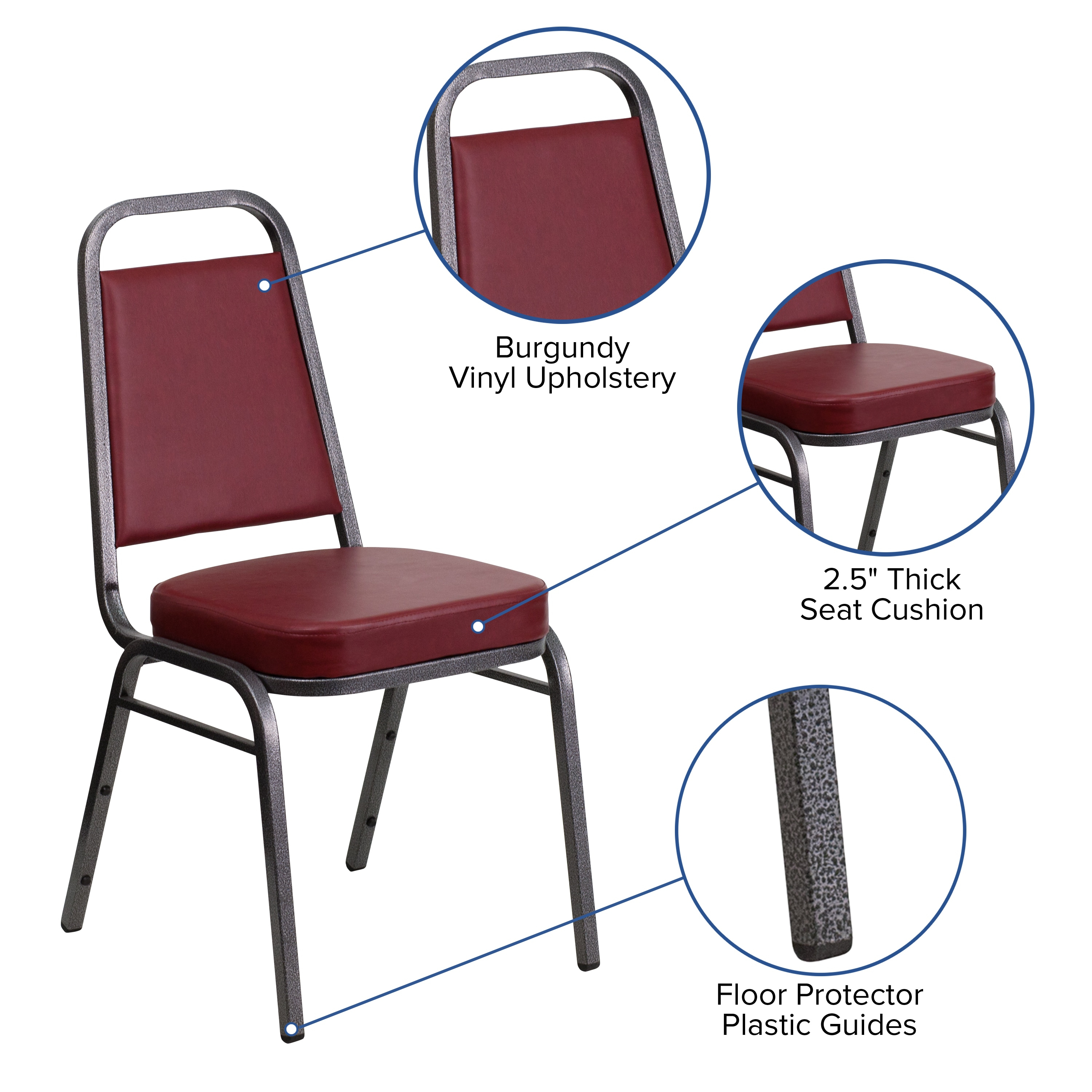 Flash Furniture Hercules Series Adult Size Trapezoidal Stacking Banquet Chair, Burgundy