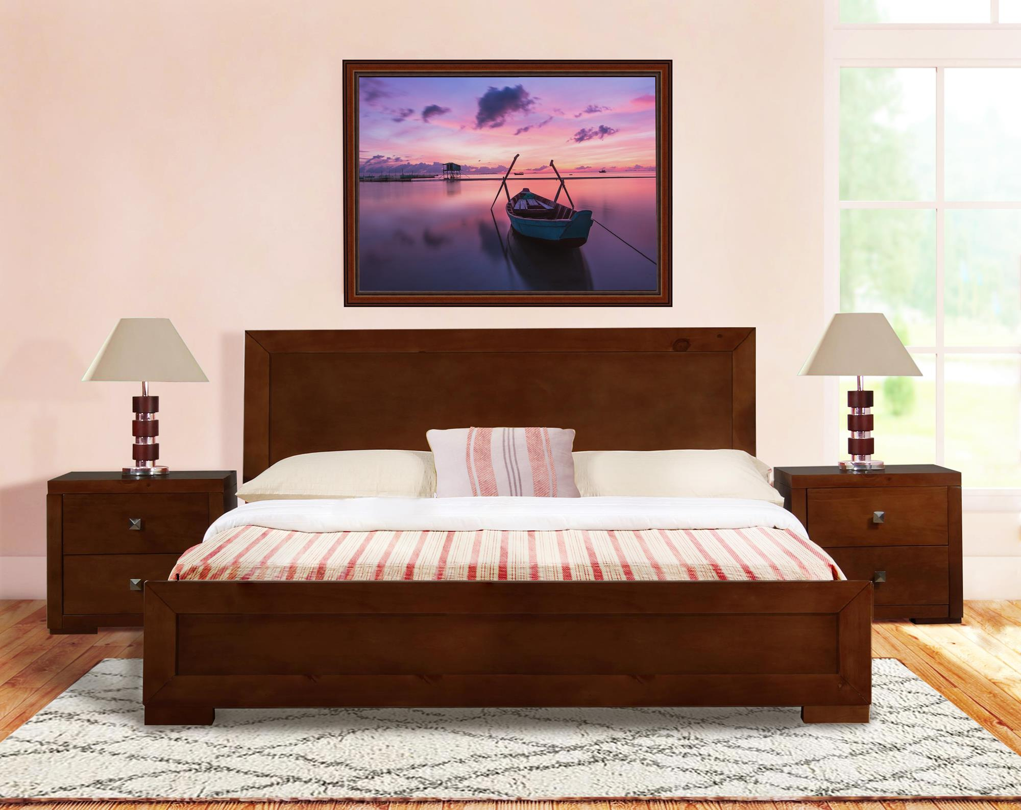 Camden Isle Trent Platform Bed | Paneled Headboard and Footboard | Full, Walnut