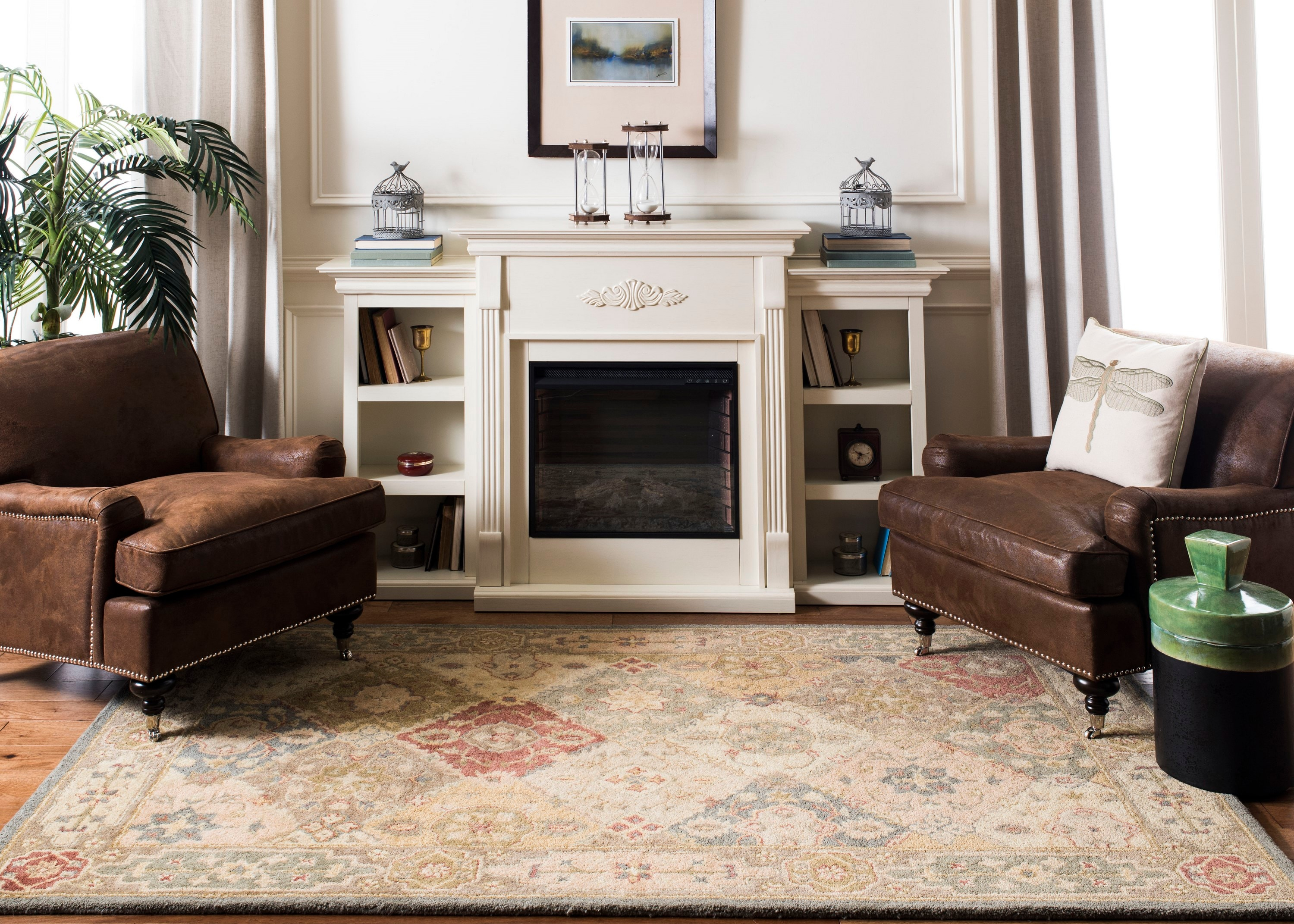 SAFAVIEH Antiquity Augustin Transitional Bordered Wool Area Rug, Multi/Beige, 12' x 15'